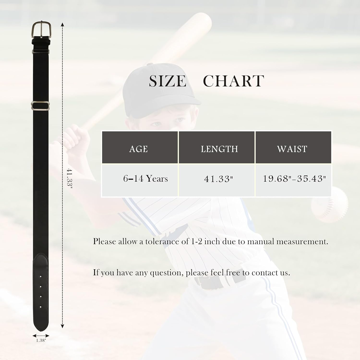 Baseball Softball Belt for Boys Girls Elastic Adjustable Uniform Fastpitch Belts Unisex Youth Size Comfort Fit Black - Image 3
