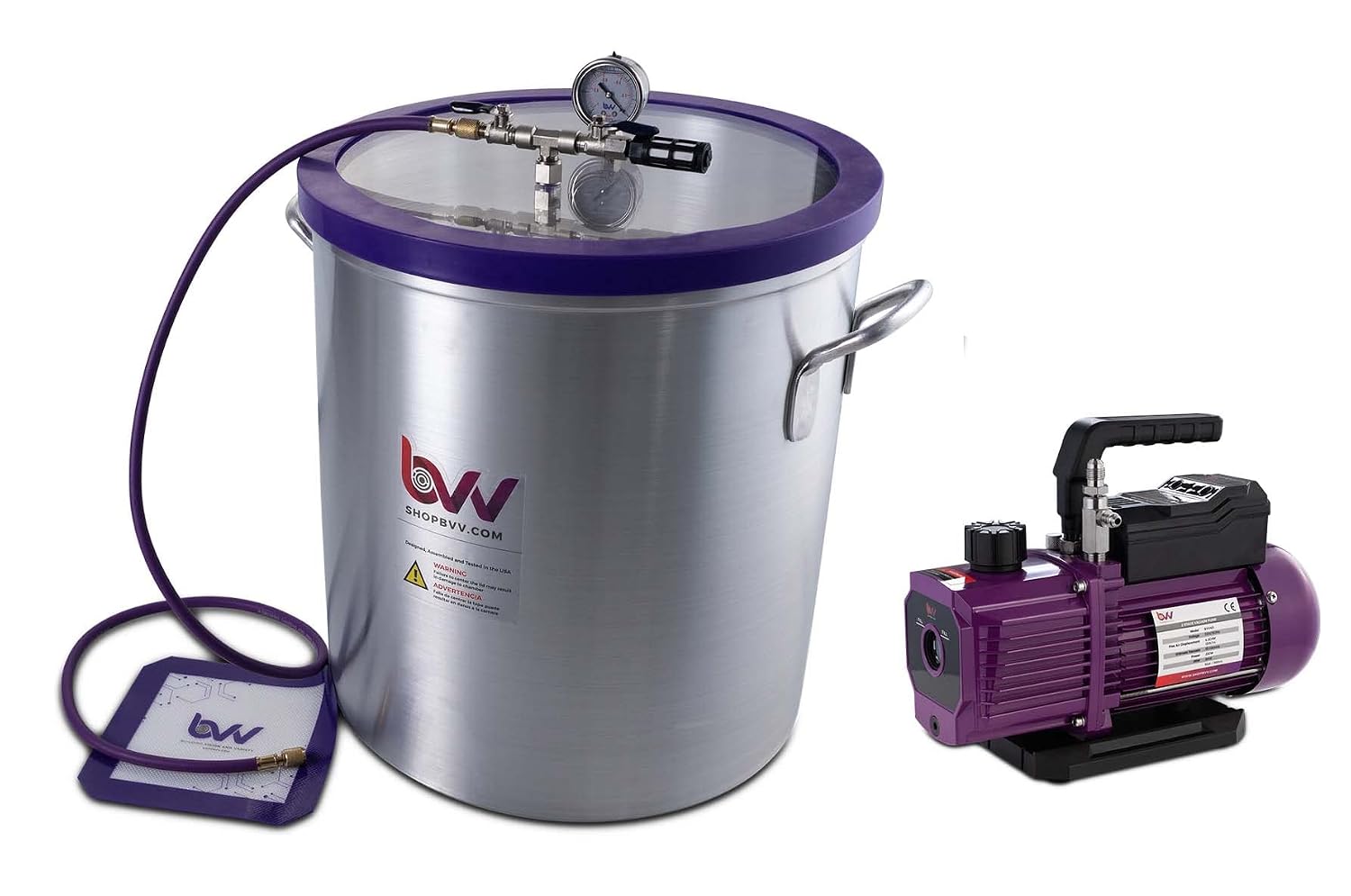 Pack- 15 Gallon Vacuum Chamber, VE160 9 CFM Two Stage BVV Vacuum Pump and 16" Digital Heat Pad *Free Shipping*