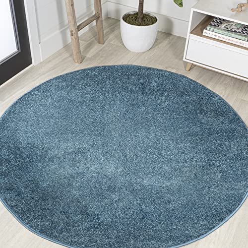 JONATHAN Y Haze Solid Low-Pile Turquoise 5' Round Indoor Area Rug, Coastal,Bohemian,Minimalist,Classic, Easy-Cleaning for Living Room,Bedroom,Kitchen,Pet Friendly,Non-Shedding (SEU100H-5R)
