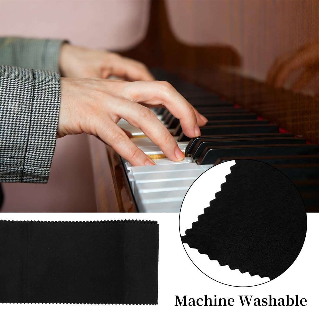Klavier Abdeckung, Staubschutz Für Klaviertastatur, Klavierabdeckung Klaviertastatur, Klaviertastatur Staubschutz, Tuch Für 88 Tasten, Elektronische Tastatur, Digital-Piano, 125Cm*15Cm, Schwarz
