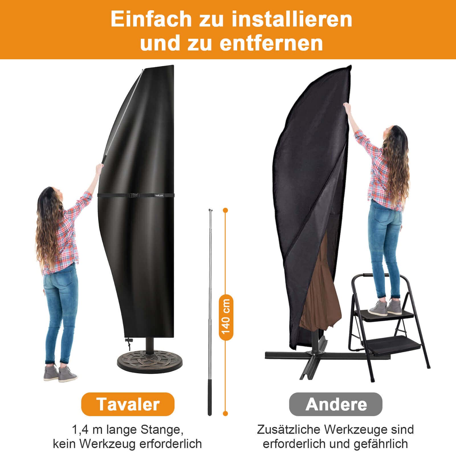 Tavaler Pokrowiec ochronny na parasol przeciwsłoneczny 3-4 M (280 cm)