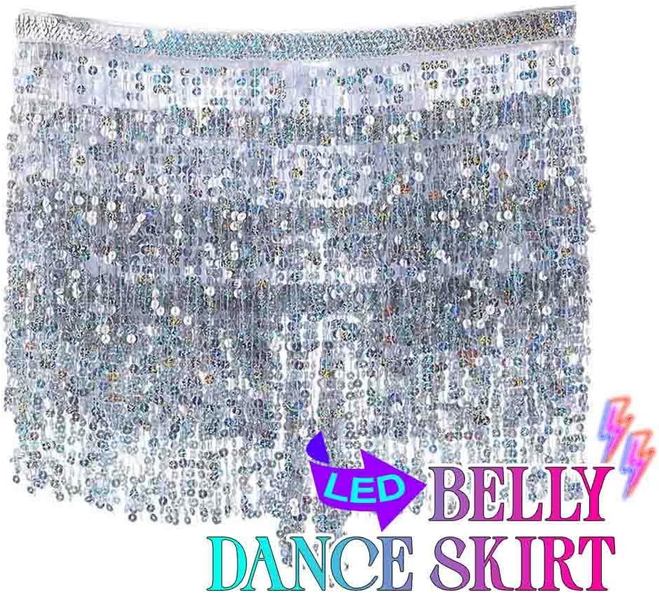 GRAEEN Sparkly Sequin Mermaid Skirt Rave Fringe Skirts New Year Eve Costume for Women