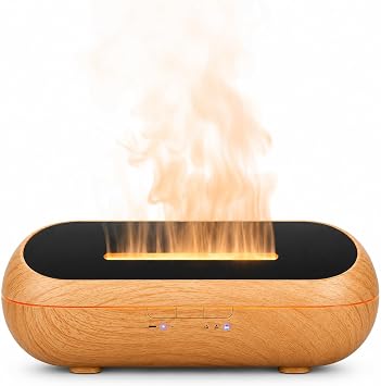 AquaAura Flame Essential Oil Diffuser 160ml Ultrasonic Aromatherapy Diffuser with Realistic Flame Effect, 7 LED Colors, Timer & Auto Shut-Off for Bedroom & Home