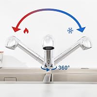 Auralum Alacsony Nyomású Konyhai Csaptelep Zuhanyfejjel, 360° Forgatható Keverőcsap - Low Pressure Chrome 4