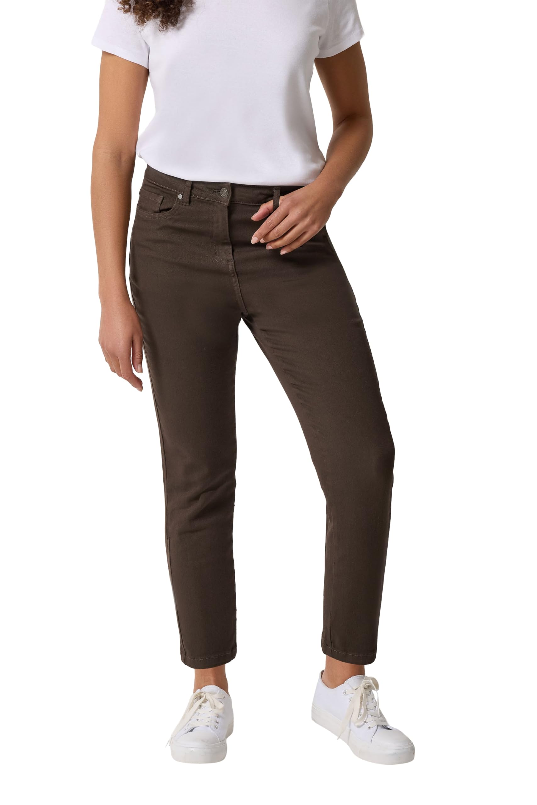 M&Co Women's Chocolate Brown Ankle Grazer Jeans