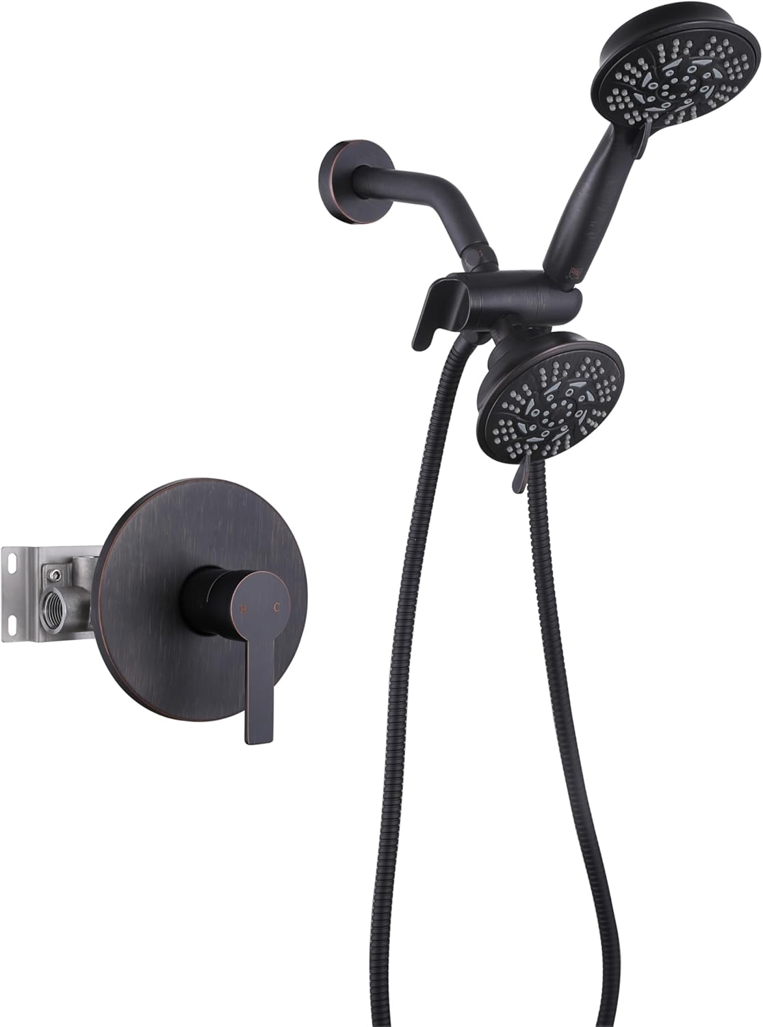 Bronze Shower Faucet Set, Oil Rubbed Bronze Shower System Trim Kit with 9 Settings Shower Head with Handheld(Valve Included)