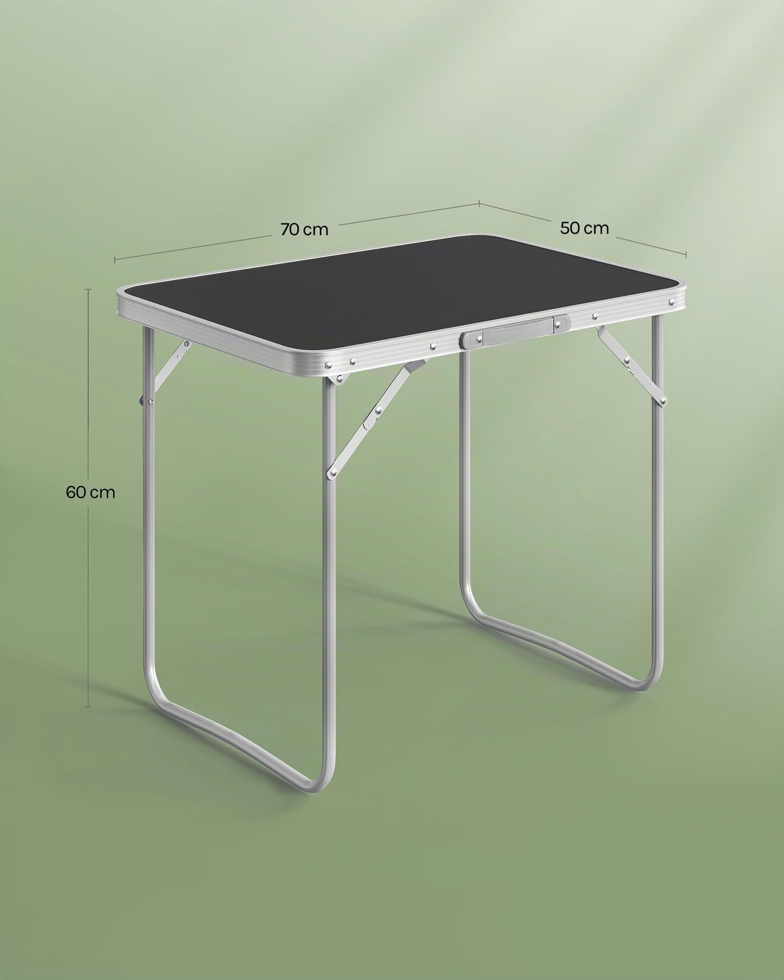 WOLTU Tavolo Campeggio Pieghevole in Alluminio e MDF 70x60x50 cm Nero