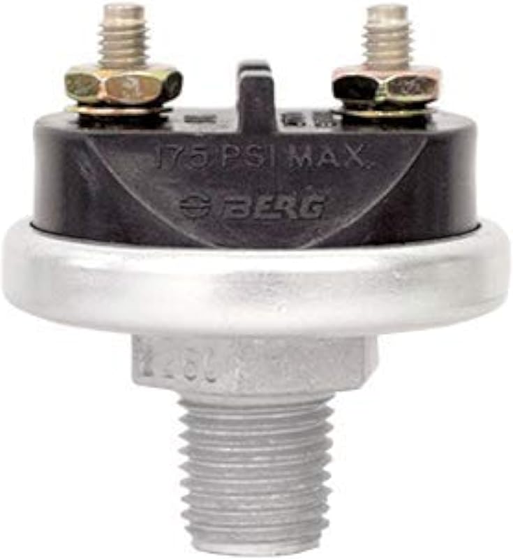 Interruptor de luz de freio Tectran TV13250 24 V com pressão de acionamento de 3–5 psi (20,7–34,5 kPa), rosca 1/4" NPT e 2 terminais