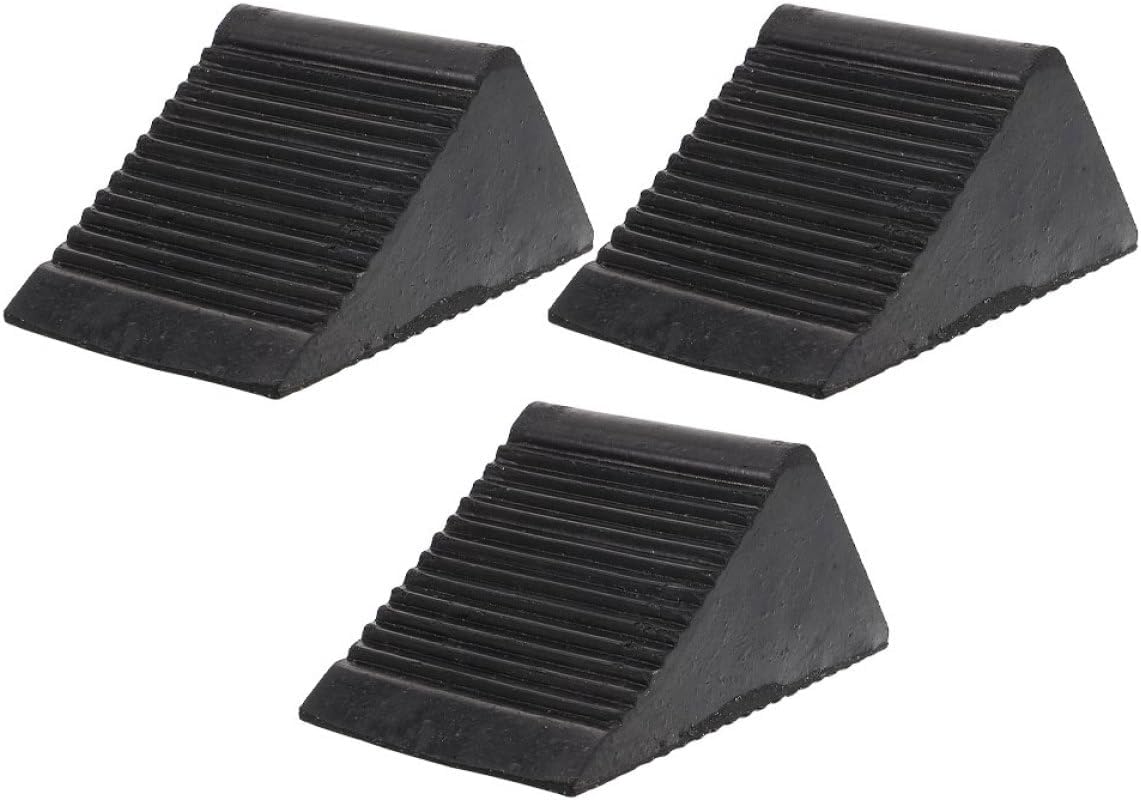 Healifty 3pcs Rubber Anti-Slip Wheel Blocks Tire Chocks Car and Trailer Portable Skid Resistant Wheel Stoppers for Vehicle Parking and Maintenance