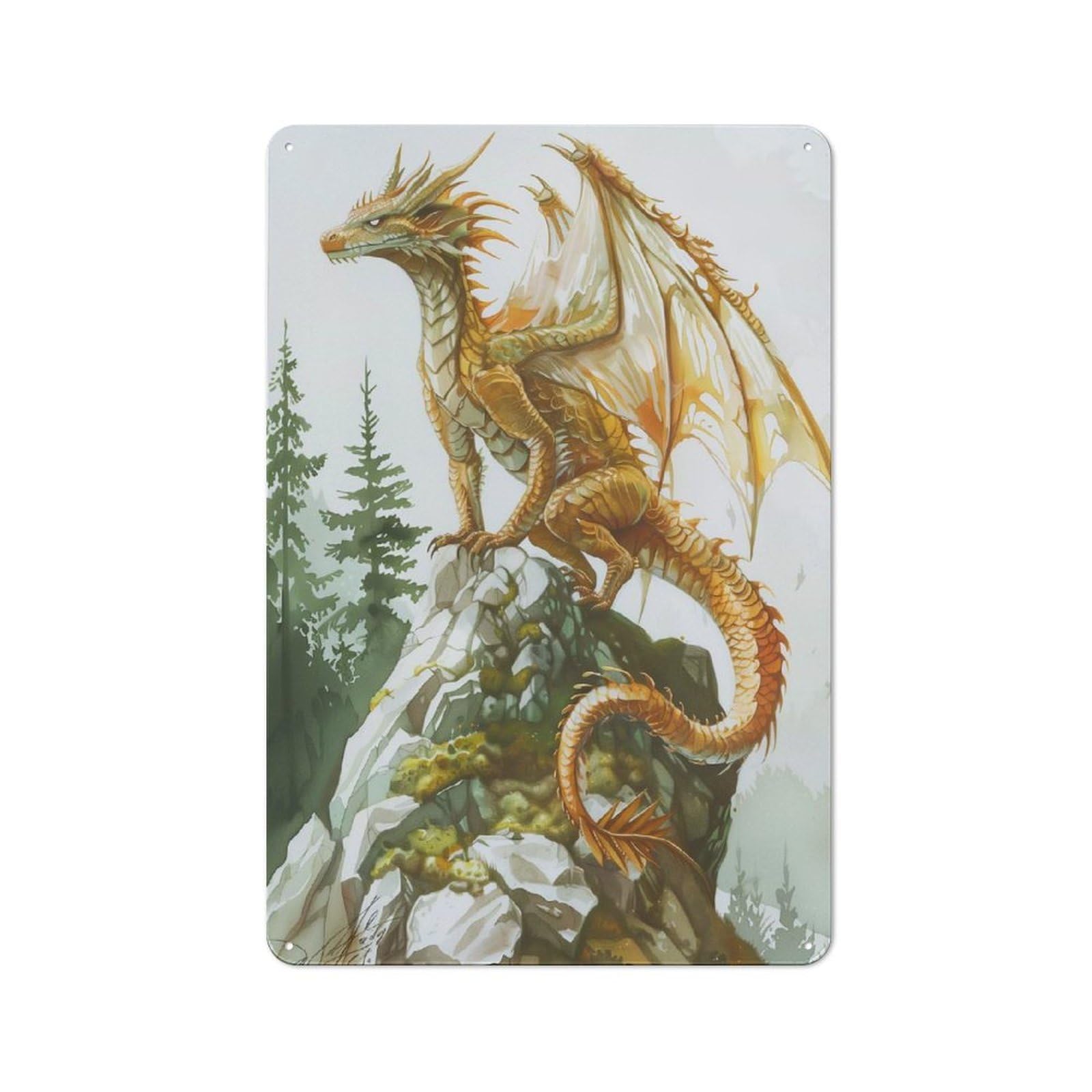 Junmoney Mystical Full Body Dragon Metal Sign 30X20cm With For Pub Or Café, Retro Decor, For Cooler-Month Interiors With Retro Character