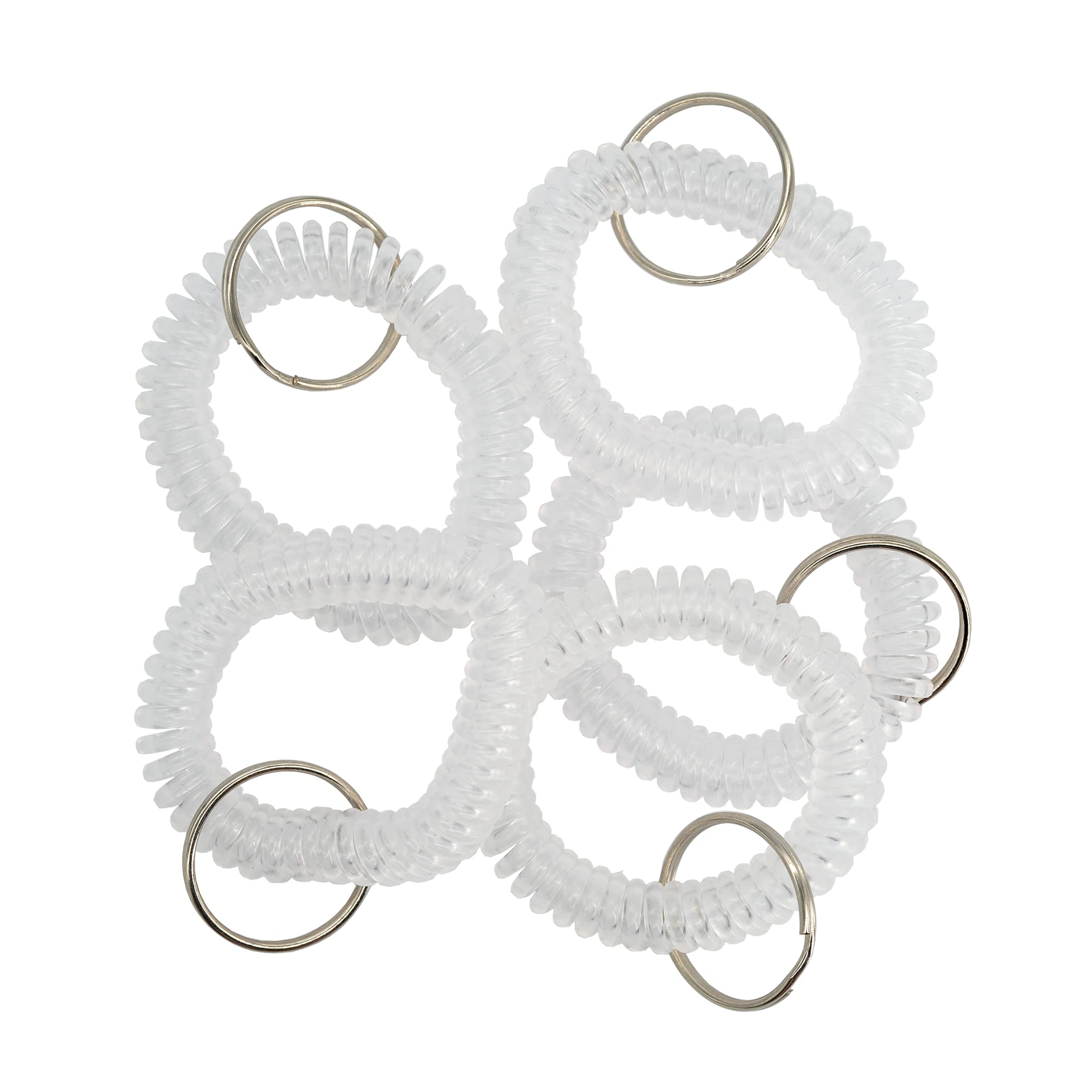 Stretchable Plastic Wrist Coil Wrist band Key Ring Chain Holder 50 pcs