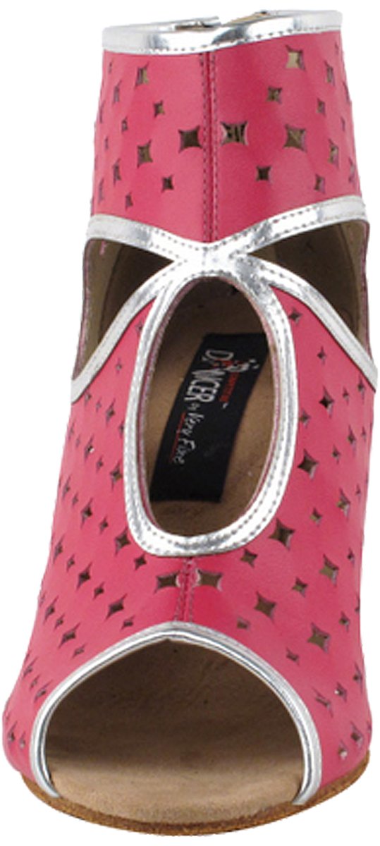 Very Fine Dance Shoes Women's Salsa Ballroom Tango Dance Shoes CD3022 Bundle with Shoe Brush, Peach & Silver 9.5 M US 2.5