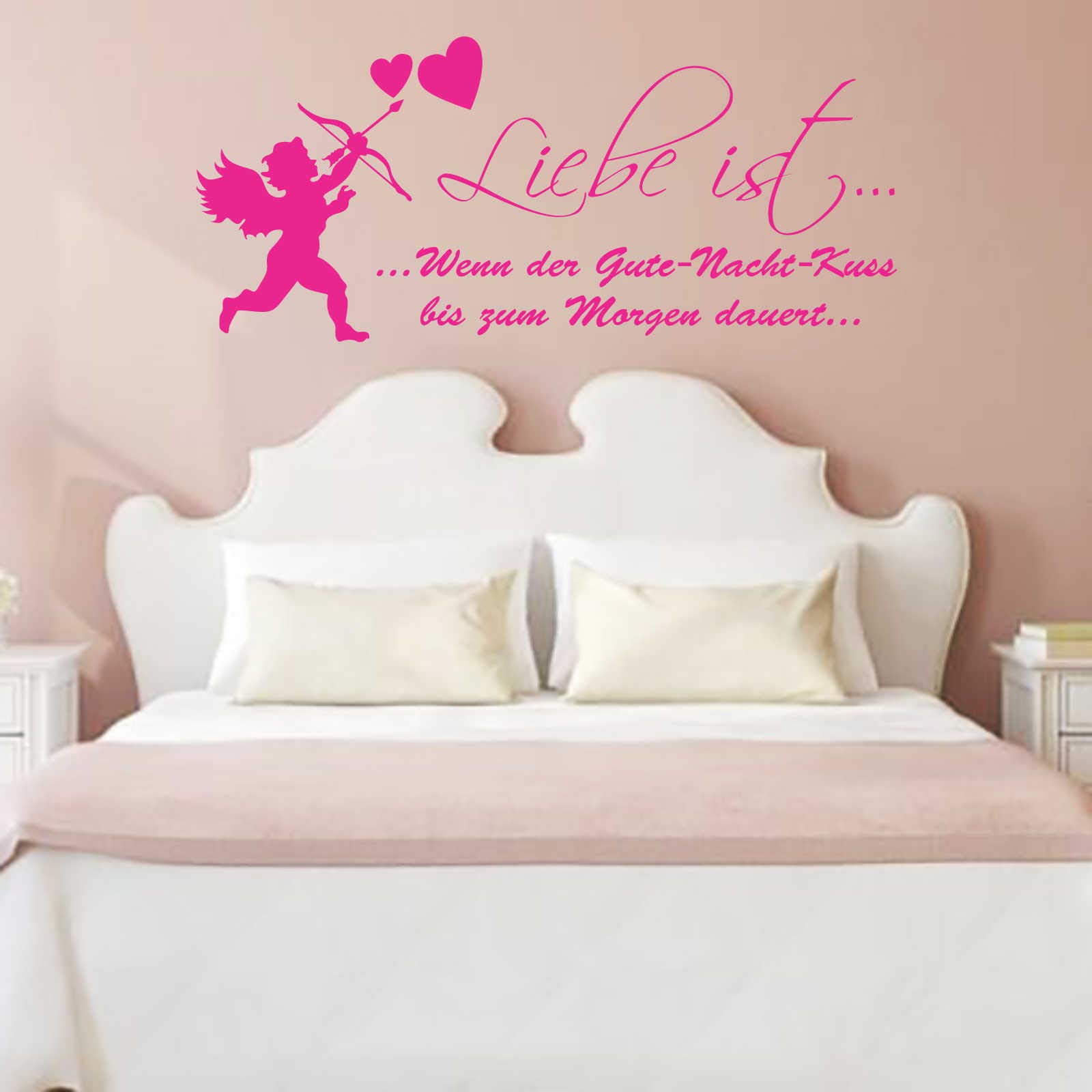 INDIGOS UG - Decalcomanie da muro - adesivi da parete - Murale - "Liebe ist..." Buona notte bacio - 120 cm x 54 cm rosa - Decorazione per soggiorno, camera dei bambini, ufficio, scuola