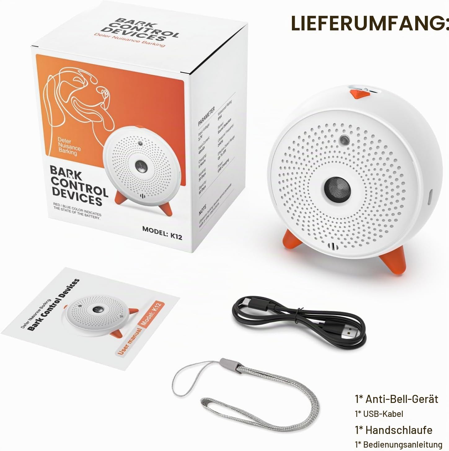 Anti Bellen Gerät, Ultraschall Anti-Bell-Gerät mit 33ft, Automatisch Antibell für Hunde, Wiederaufladbares& Wasserdichtes Hund Ultraschall Anti Bellgerät für Große KleineHunde Innen Außenbereich