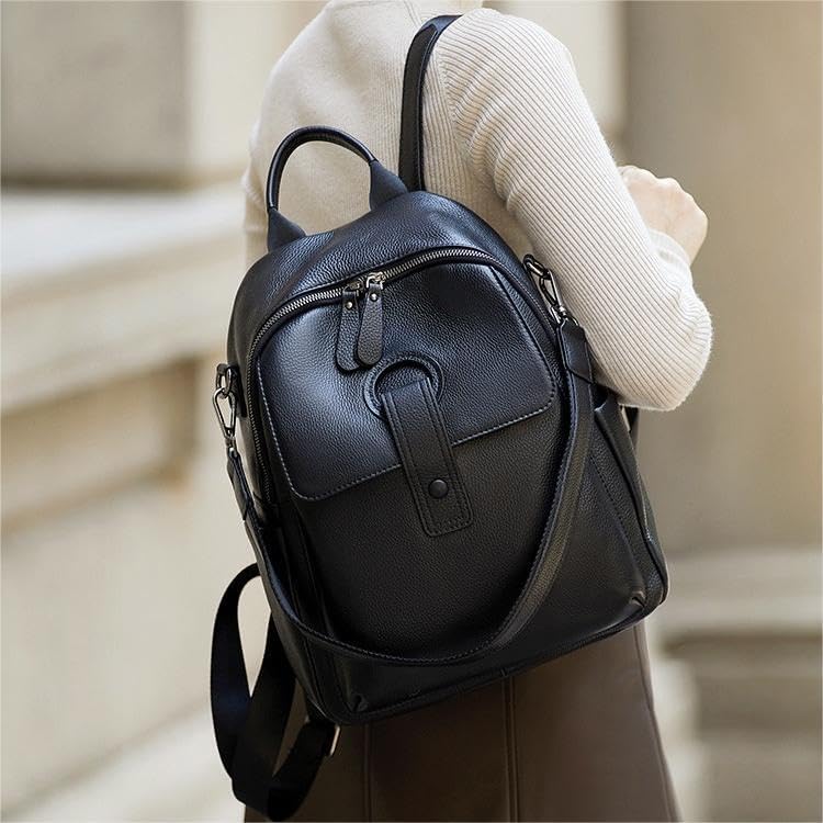 Genuine Leather Backpack Purse For Women Black Real Soft Leather Travel Convertible Ladies Shoulder Bag - Image 2