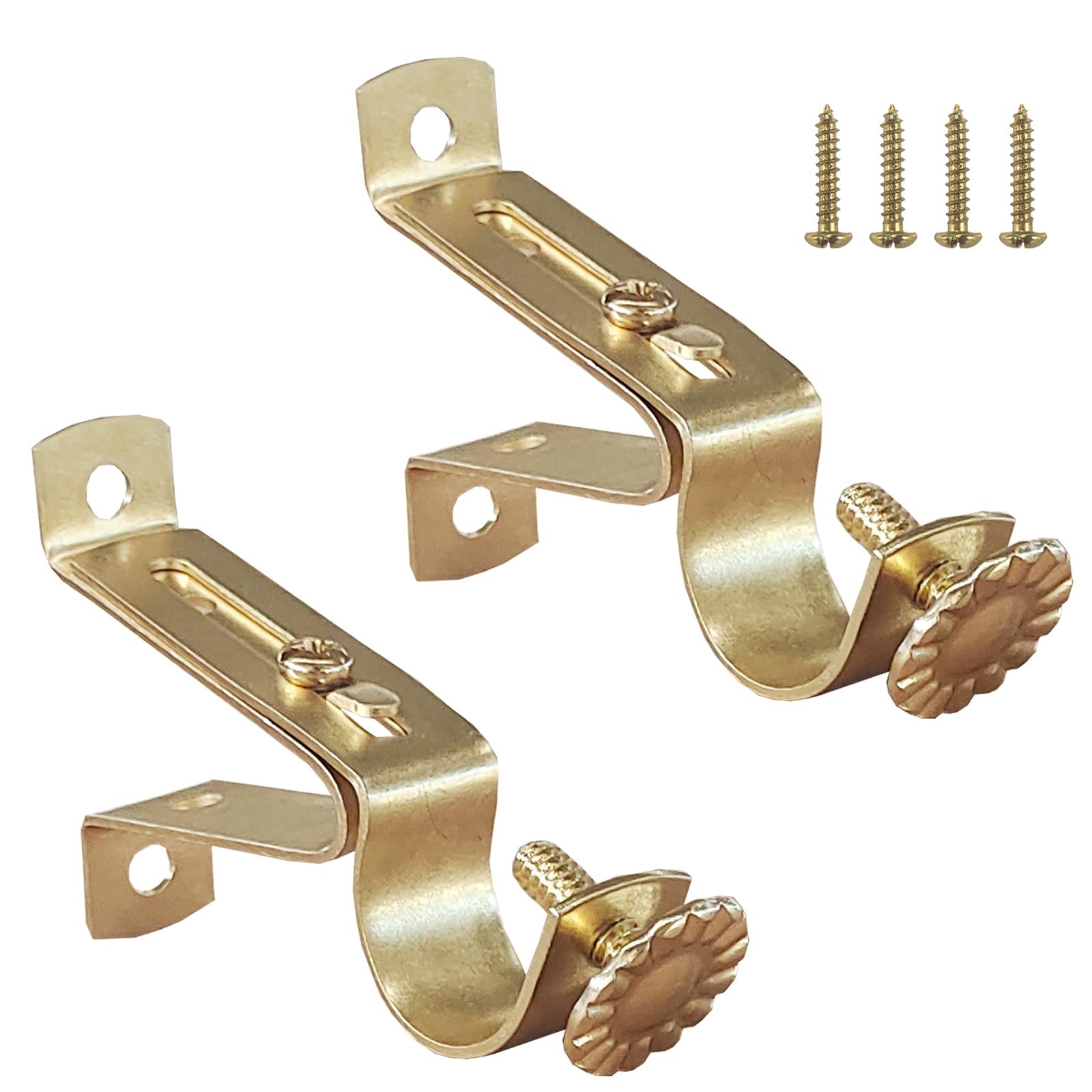 Kowibcl Curtain Rod Brackets, Set of 2, Curtain Rod Holder for 3/4 inch Rod to The Wall, Gold