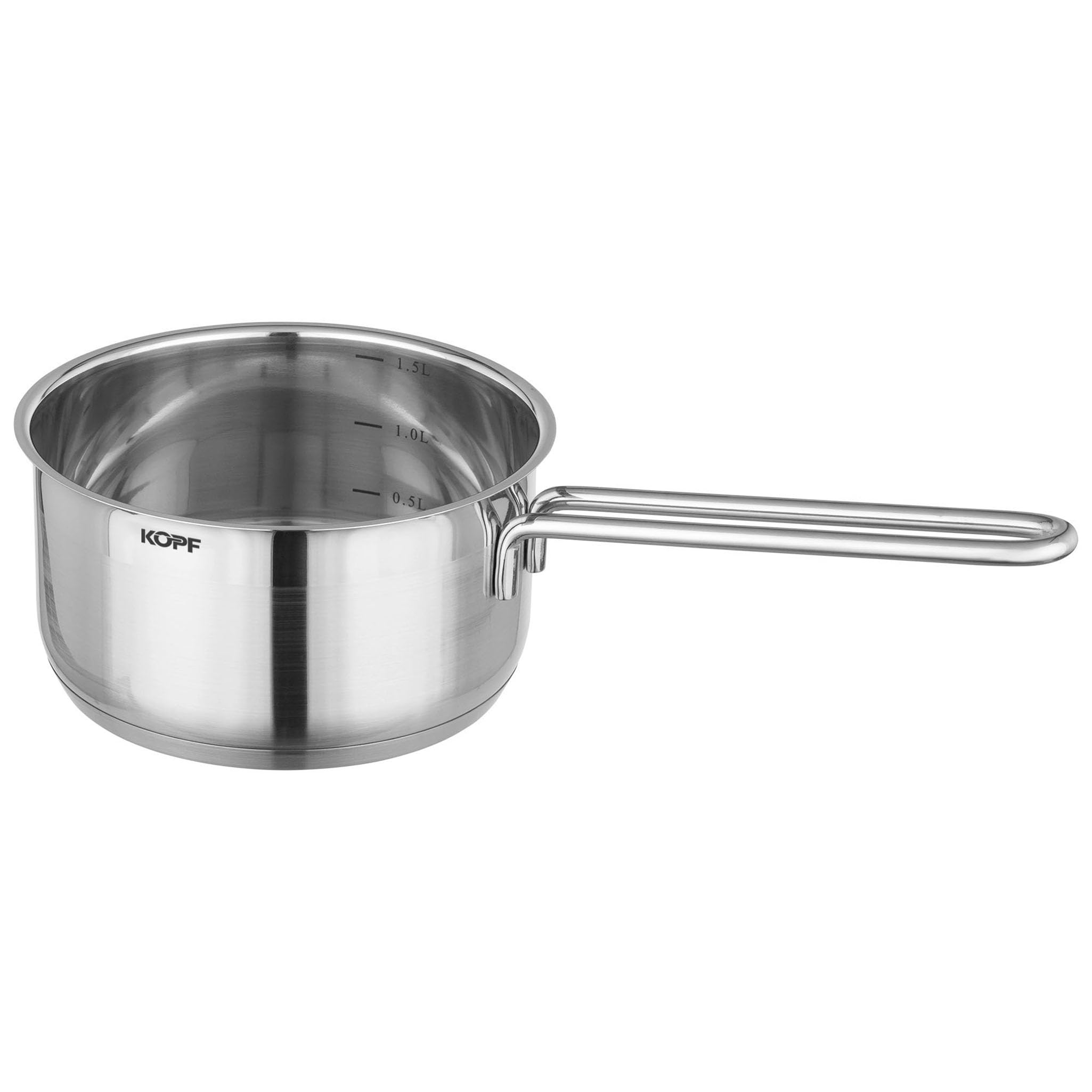 Kopf Topfset Josie aus Edelstahl - Induktionstöpfe mit Schüttrand, Literskala und Glasdeckel – 14-teilig