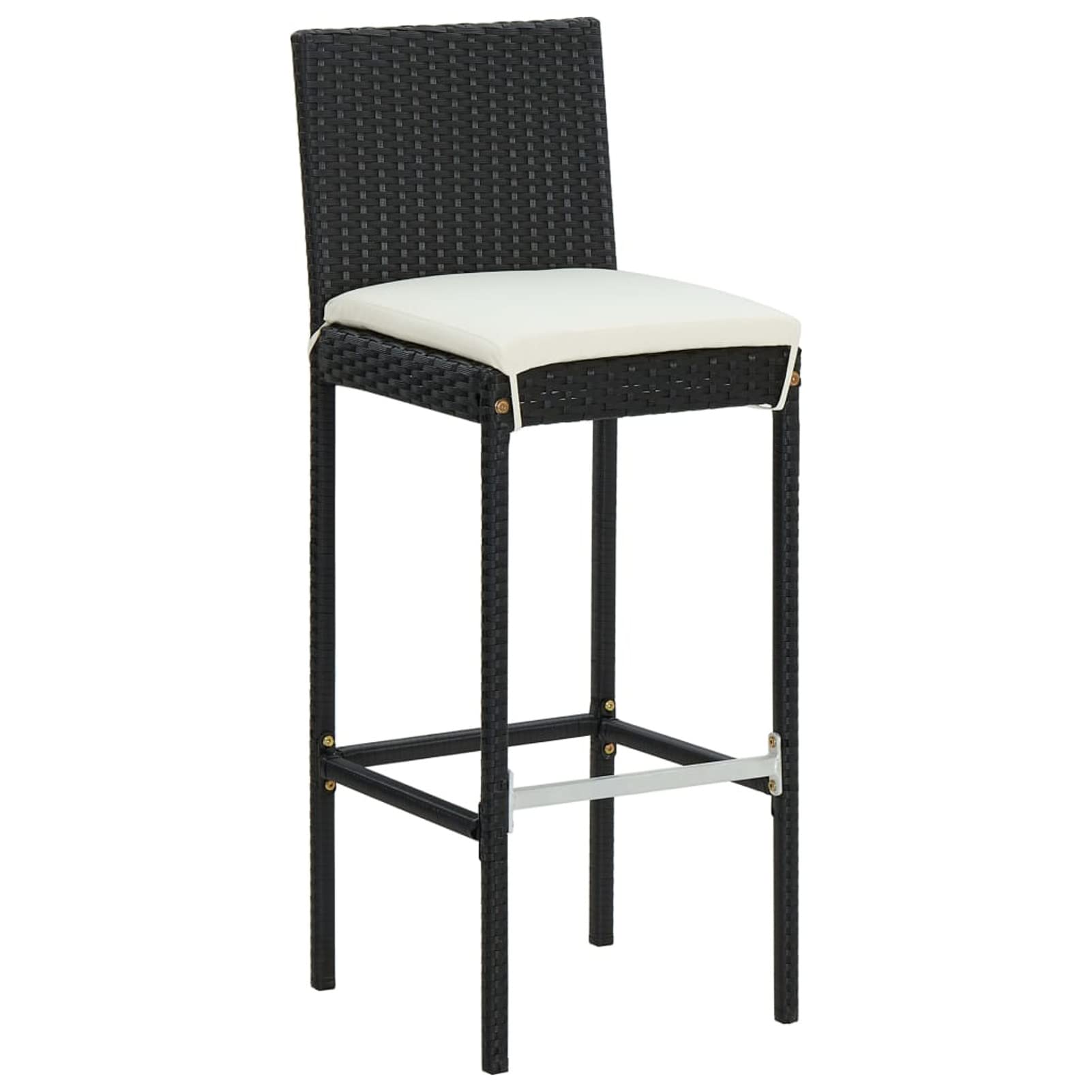 ZEYUAN Ensemble de Bar de Jardin 9 pcs avec Coussins Noir Poly rotin,Banc D'Extérieur,Banc Plastique Blanc,Mini en Plastique Jardin