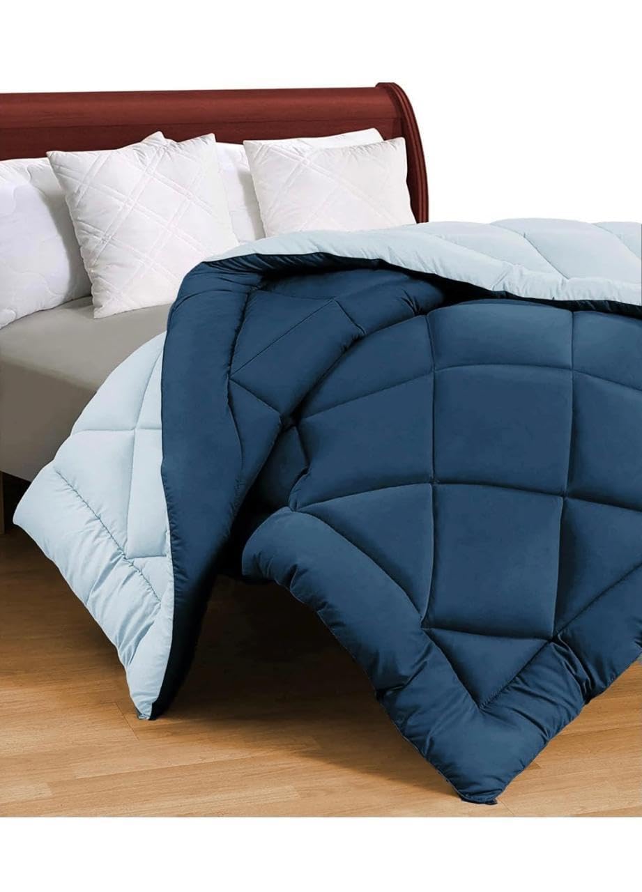 Cozysoft All Season Reversible Double Bed Microfiber Comforter Blanket | Quilt | Dohar | Rajaai | Duvets - 120 GSM (Aqua and Blue, 220 x 240 CM)-image-36