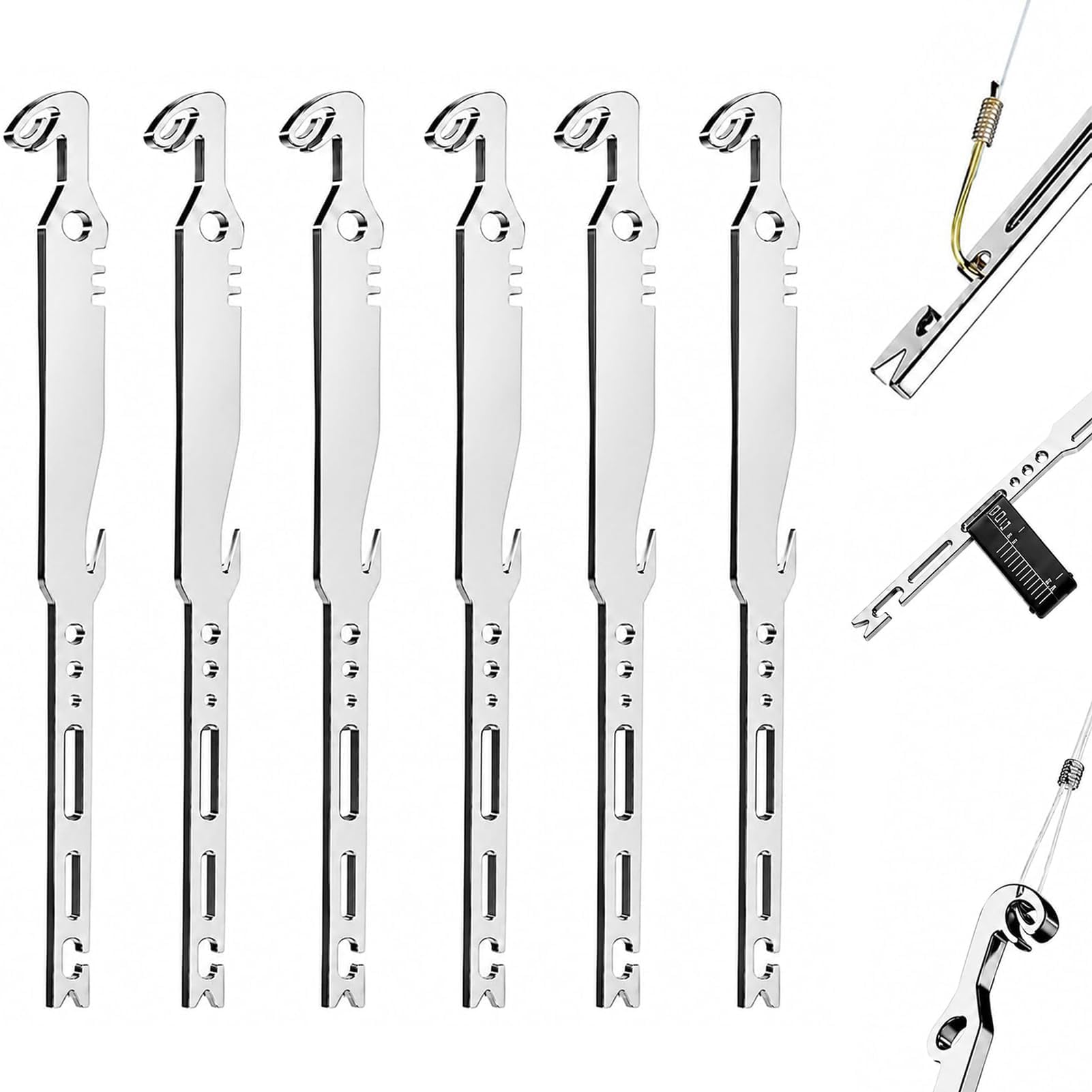 6-In-1 Stainless Steel Fishing Multi Tool Hook，6PC