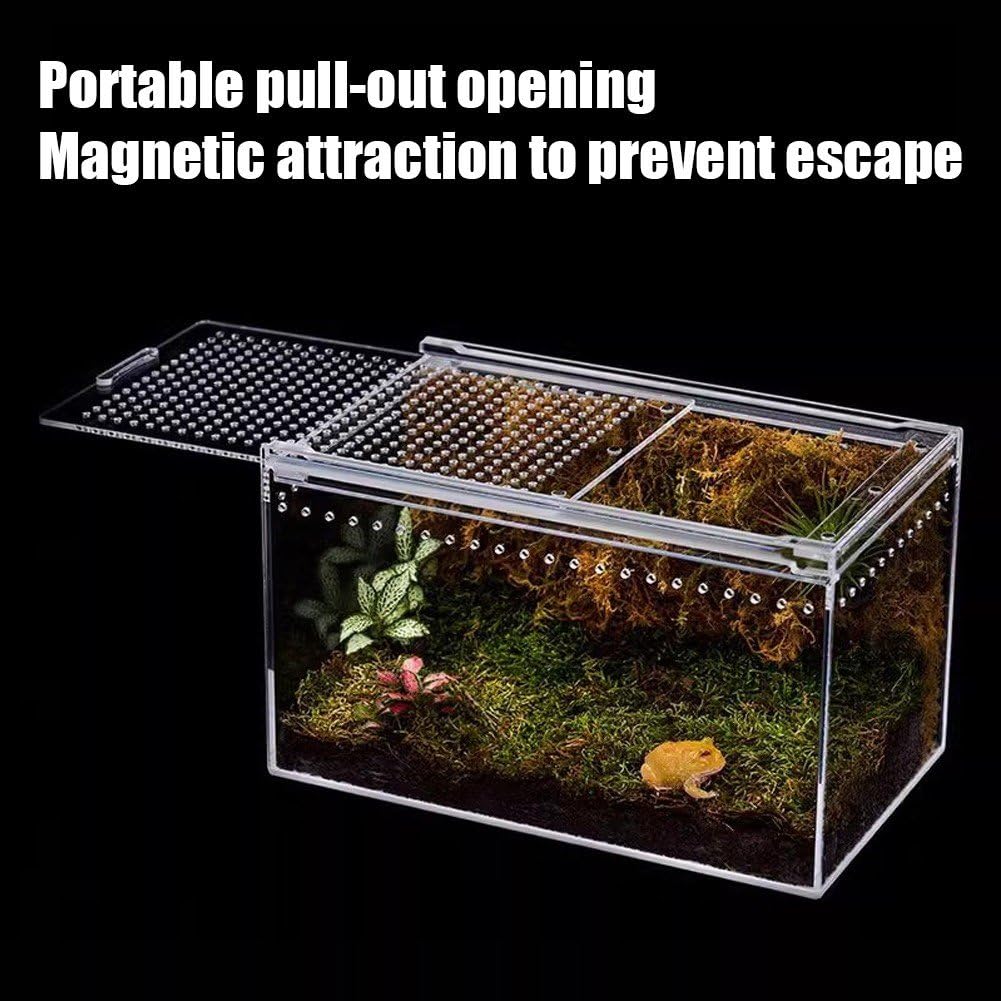 Terrarium dla gadów, przezroczyste akrylowe terrarium dla gadów, pudełko do karmienia gadów, pudełko do karmienia owadów z otworami powietrznymi