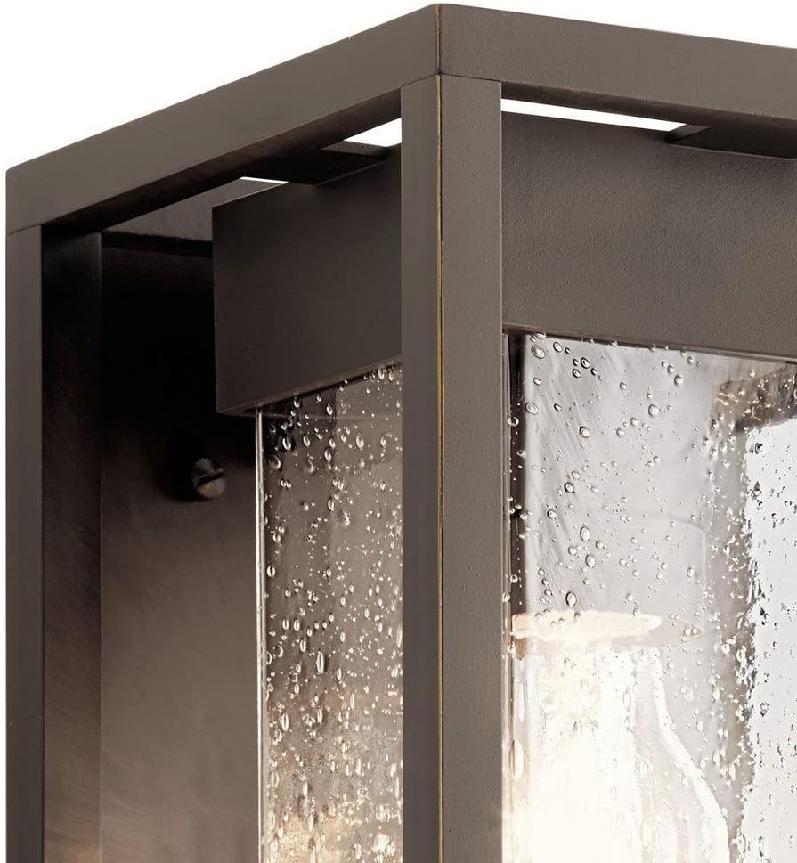 Kichler Lighting Mercer 12 inch 1 Light Outdoor Wall Light with Clear Seeded Glass in Olde Bronze®