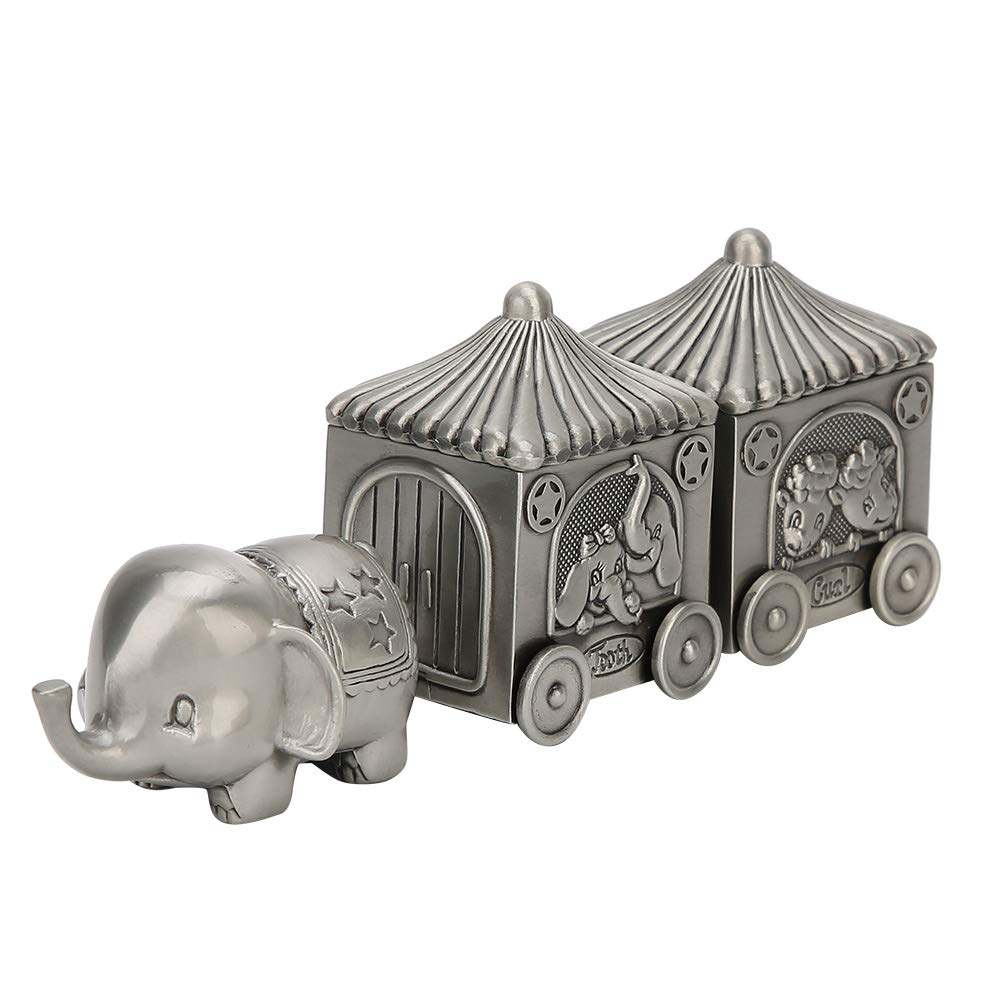 Caja de Colección de Dientes Exquisita Caja de Almacenamiento con Forma de Coche de Elefante bebé Regalo Ornamental para Niños Metal Duradero 2 Unidades
