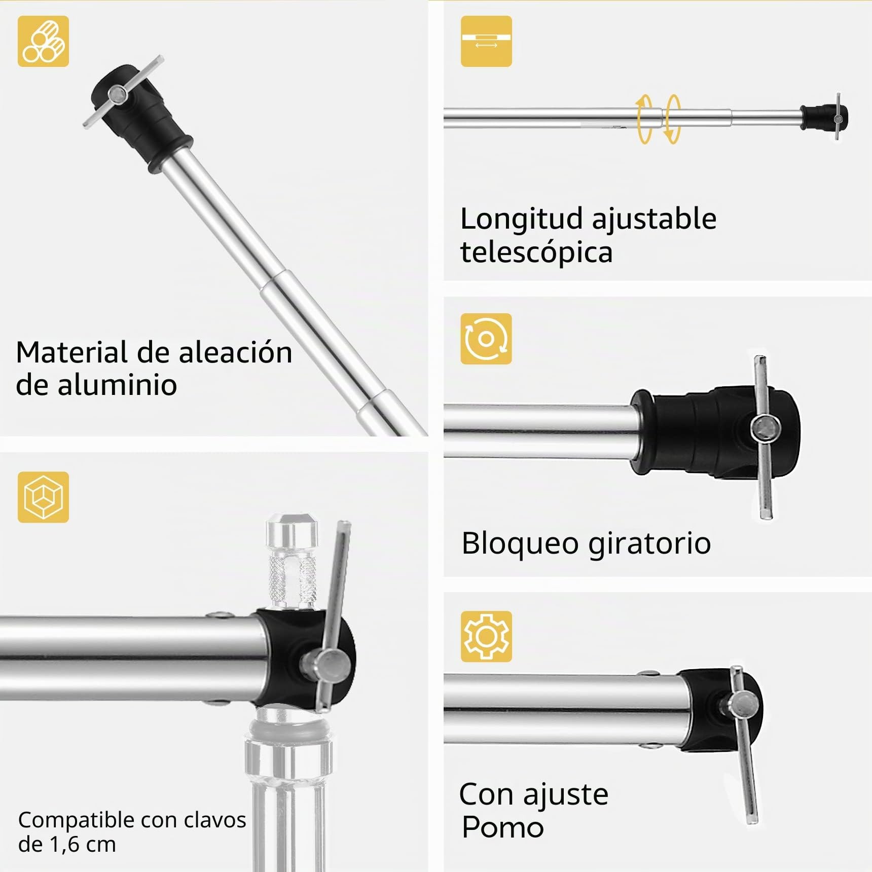 Selens 120-300 cm Soporte de Fondo Barra Transversal Ajustable Soporte de