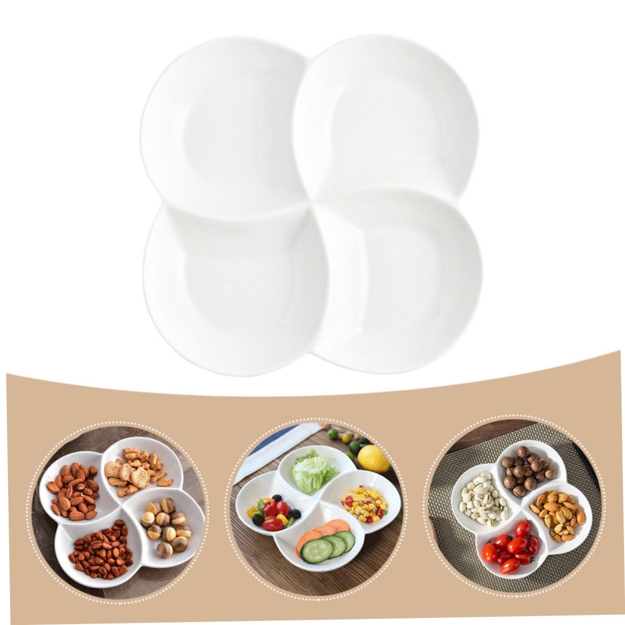 Assiette en Céramique à 4 Compartiments pour Service Alimentaire