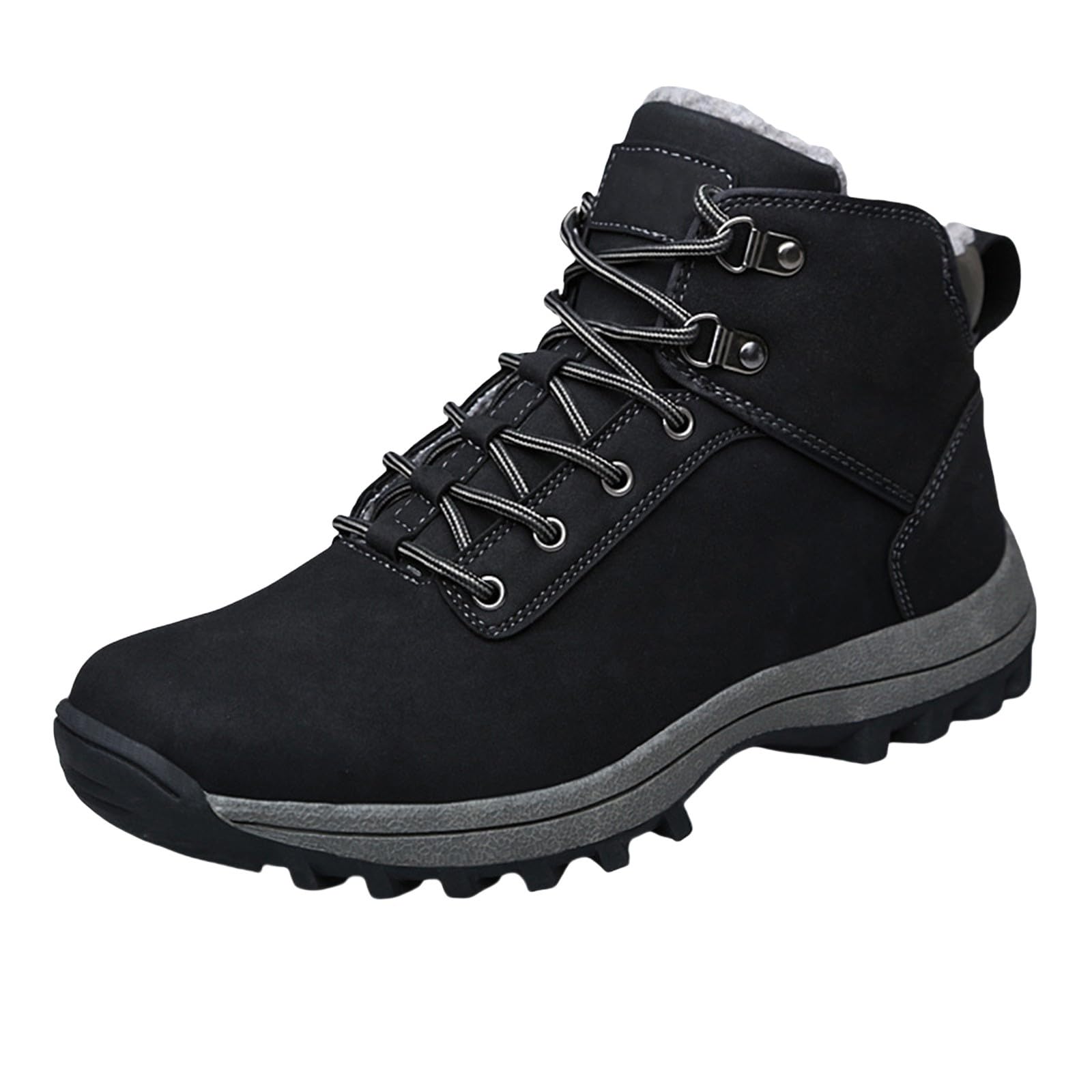 Generisch Schneeschuhe Herren Mit Schnürung, Sneaker Herren Fitness, Sportschuhe Warm Trekkingschuhe High-Top Outdoorschuhe Leichtgewicht Winterschuhe Einfarbig Atmungsaktive Joggingschuhe