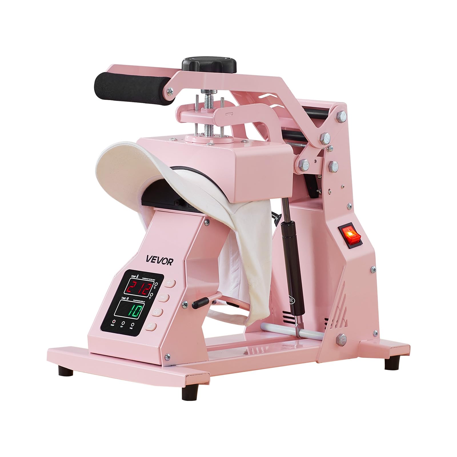 VEVOR Hutpresse mit 4 austauschbaren Platten (160x65/160x80/140x65/140x80 mm), Hut-Hitzepresse mit präziser Temperatur- und Zeitregelung, Mützenpresse Heat Press für Kappen Stirnbänder Pink