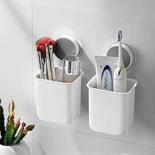 Plastic Toothbrush Holders for Bathroom | Wall Mounted Toothbrush Holder | Toothbrush Holders for Toothbrushes | Bathroom Shelf for Wall White (Pack of 1)