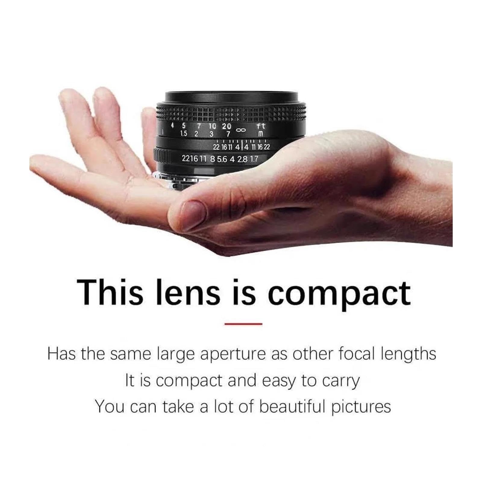 Compatibile con Canon, obiettivo con messa a fuoco manuale F1.7 da 50 mm | Obiettivo a focale fissa full frame da 50 mm F1.7, messa a fuoco manuale, lunghezza focale standard(PK)
