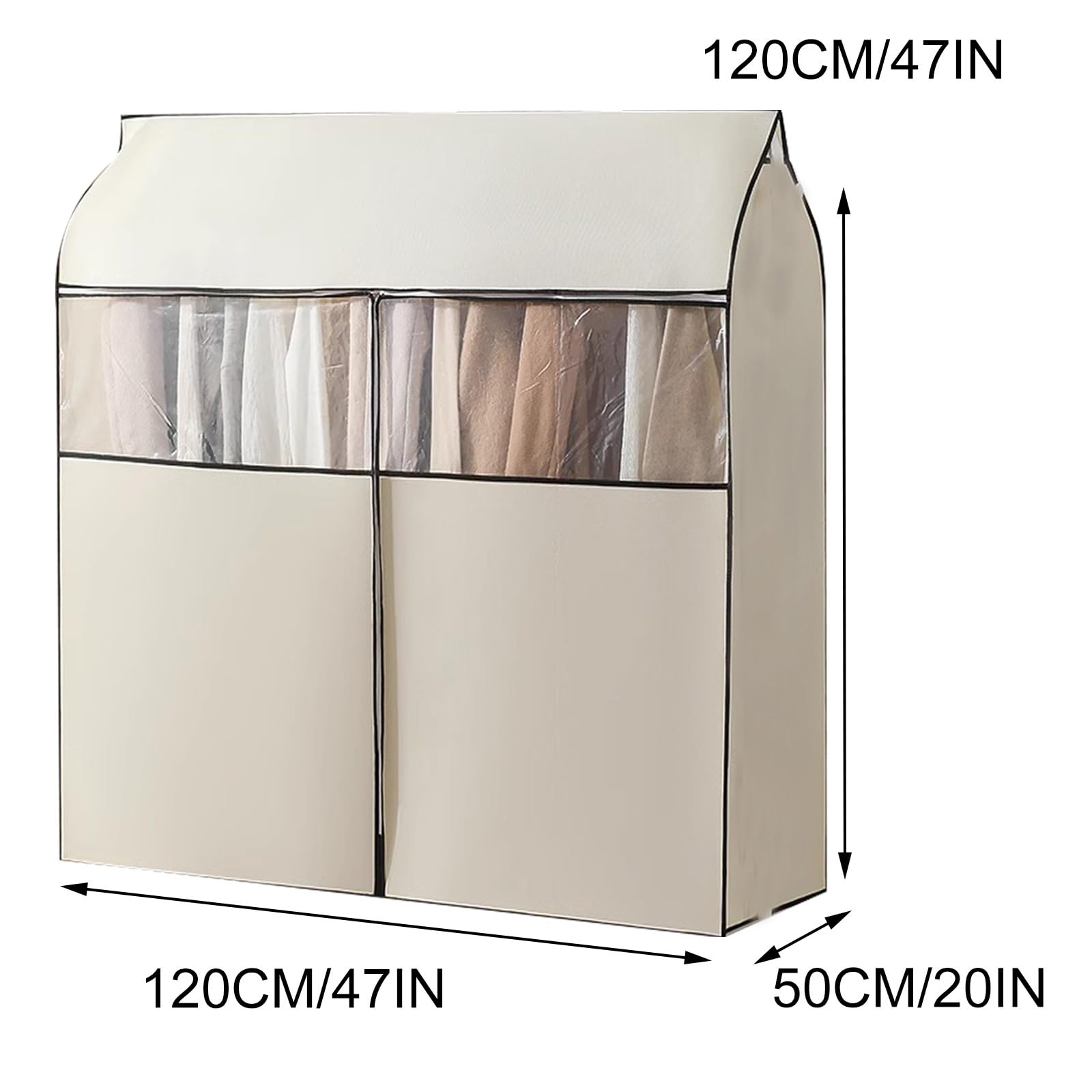 120cm Kleiderständer mit Abdeckung, Geeignet zum Schutz von Kleidung vor Staub, Kleiderbügel Nicht im Lieferumfang Enthalten(White,120x50x120cm/47x20x47in)