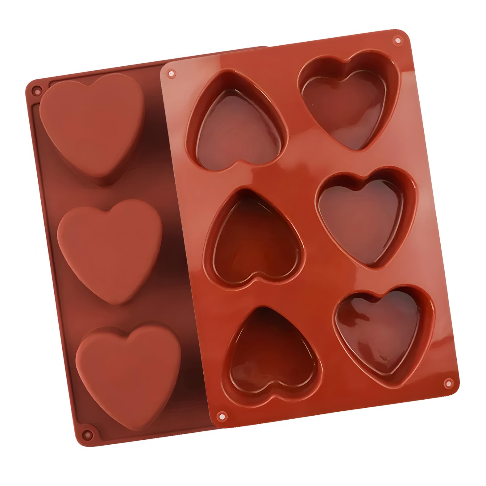 LVYKING 2 Pcs 6-Cavity Heart Shaped Silicone Mold For Chocolate Jelly Pudding Handmade Soap, Silicone Shaped Mold for Cake, Candle