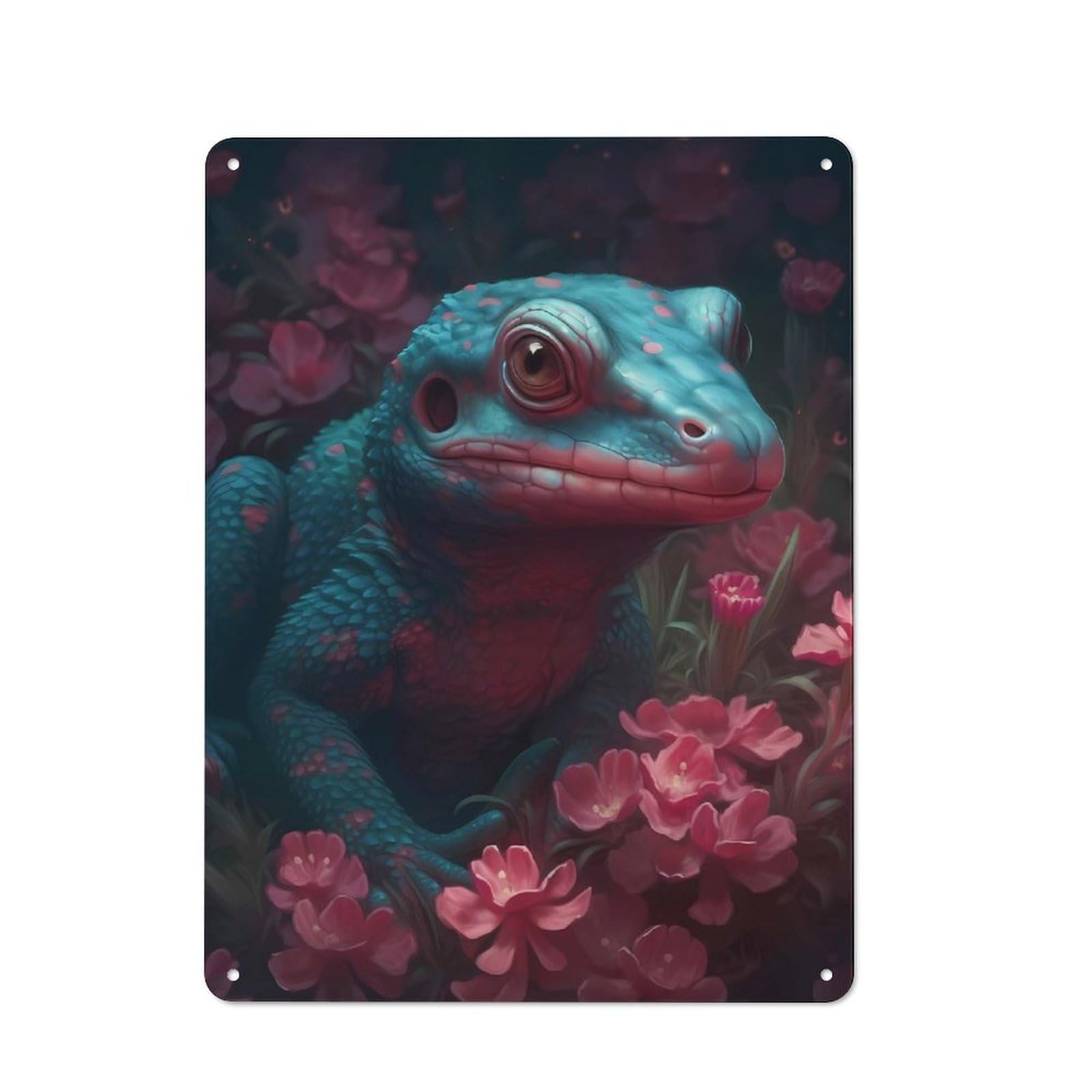 Junmoney Salamander Imaginative Tin Wall Plaque 40X30cm With For Studio Or Craft Room, Suited To Craft Room Decorators