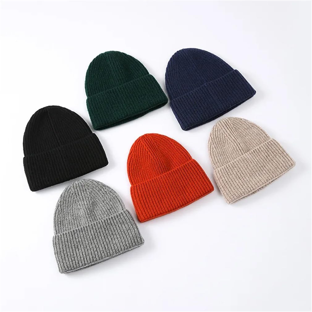 Gorros unisex Skullies de lana unisex para hombre y mujer, gorro de punto suave de invierno para hombre y mujer, de lana, color sólido, gorra de calavera