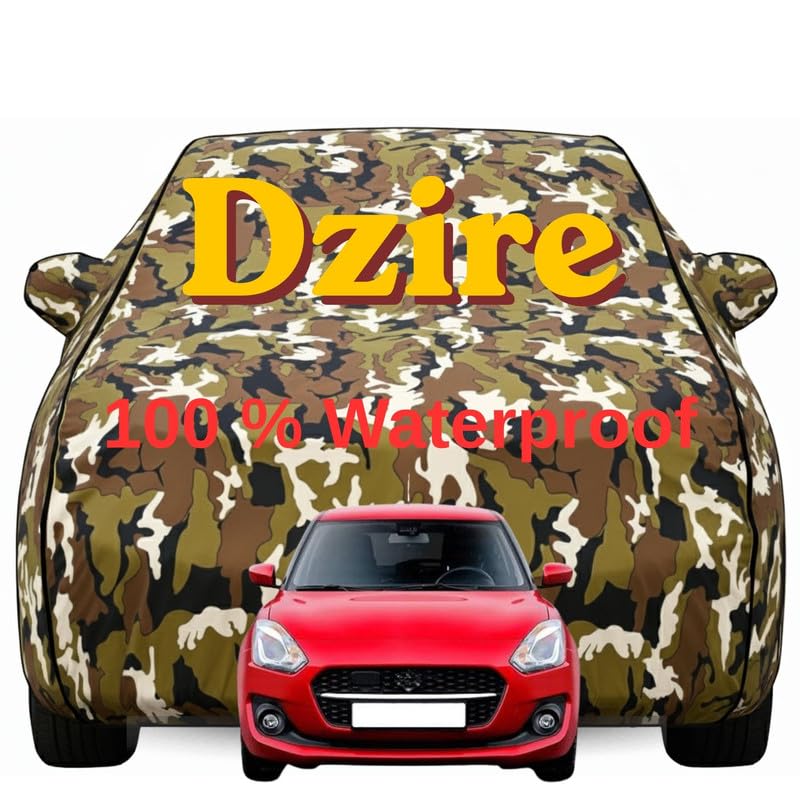 Image of Durable Full Body Waterproof Dzire Car Cover | Premium Polyester Jungle Print Cover | Custom Fit Vehicle Protection | UV Resistant, Dustproof, Scratch Resistant, Heat & Wind Protection