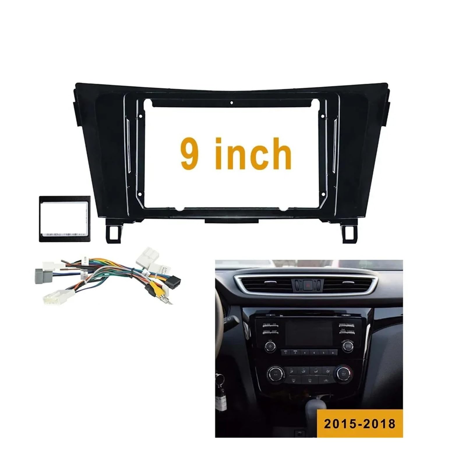 Fascia Marco Panel Salpicadero Coche 9 Pulgadas Montaje Audio Tablero Adaptador Marco Radio para 2din para Nissan para Qashqai para X-Trail 2015-2018 Juego Panel Radio
