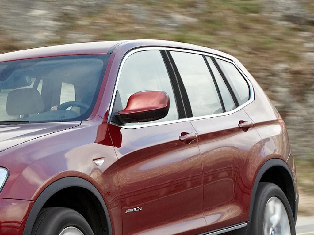 Rvinyl Pillar Post Window Trim Compatible with BMW X3 2004-2010 - Gloss (Black)