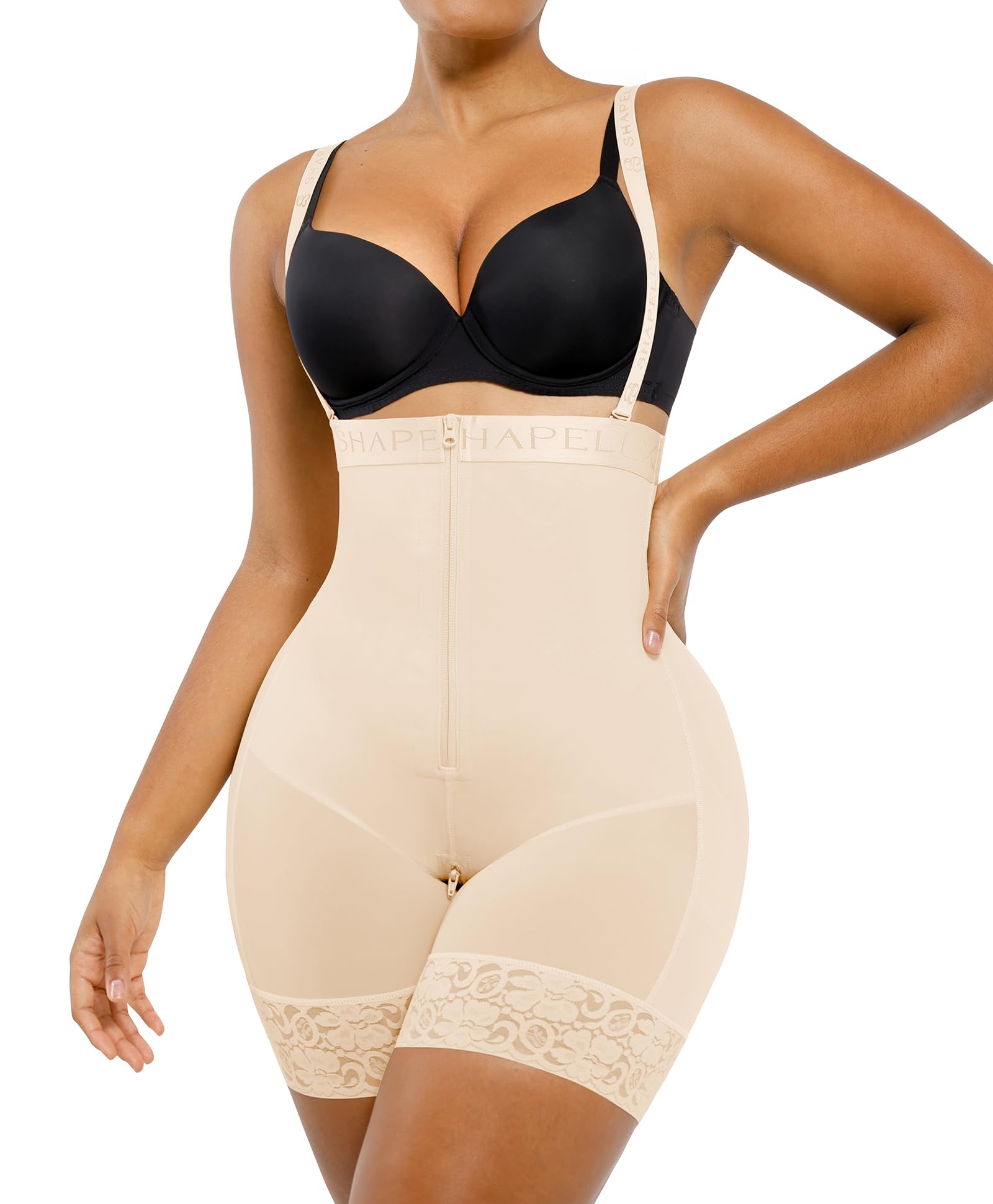 SHAPELLX Fajas Colombianas Shapewear for Women Tummy Control Plus Size Postpartum Body Shaper Butt Lifting Bodysuit
