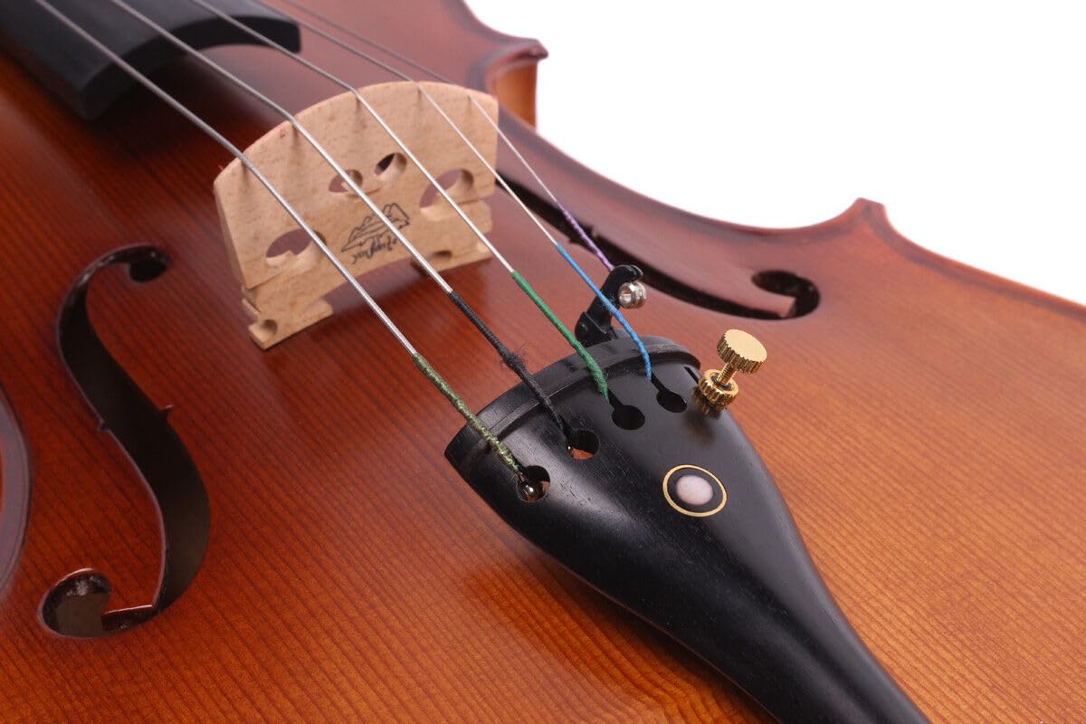 Alto acoustique fait à la main en bois d'épicéa d'érable et d'ébène avec étui de transport, nœud (Marron-5Str-39,4 cm)