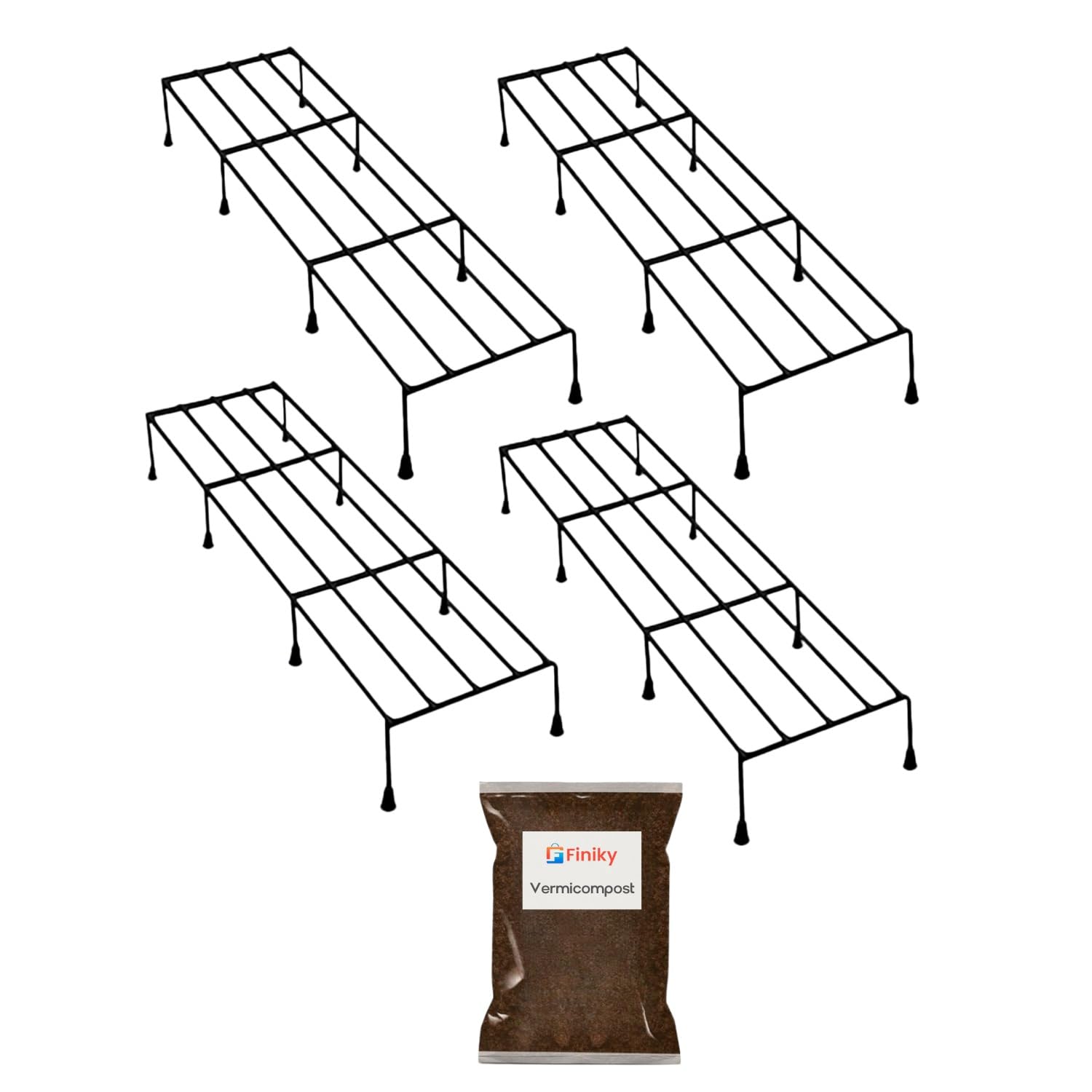 Finiky Metal Metal Plant Stand - Anti-Slip Feet, Rust Resistant, Versatile Flower Pot Holder for Indoor & Outdoor Use | Living Room, and Garden Decoration-Set (Set of 4) -Verimcompost 200 gms included (B0DGV6TMNP) Amazon Price History, Amazon Price Tracker