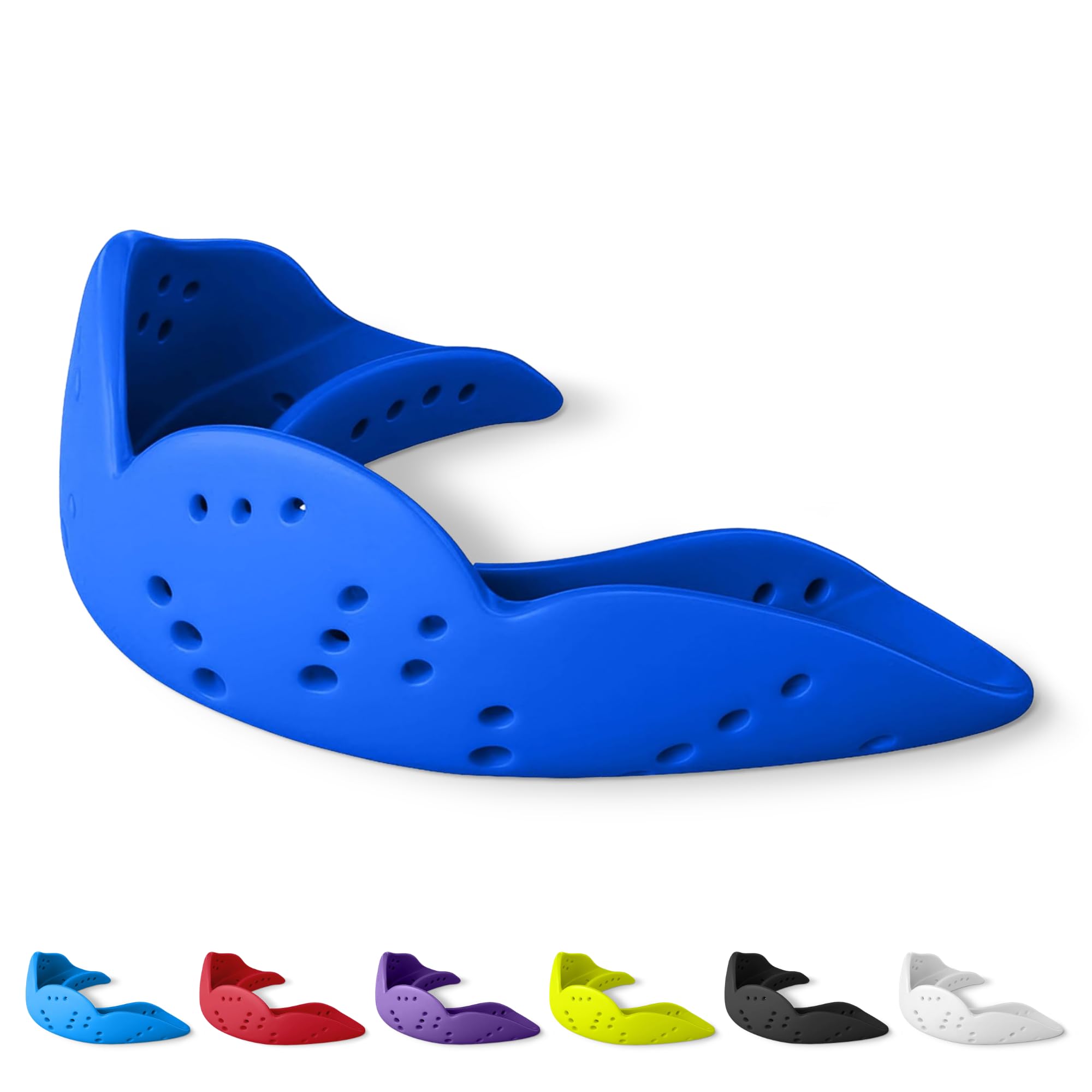 SISU Aero Medium Mouthguard, Royal Blue - 30% Stronger Protection for Lacrosse, Football, Hockey, Roller Derby, Team Sports - Remoldable Up to 20 Times - Ultra Slim - Works for Braces - Non Toxic