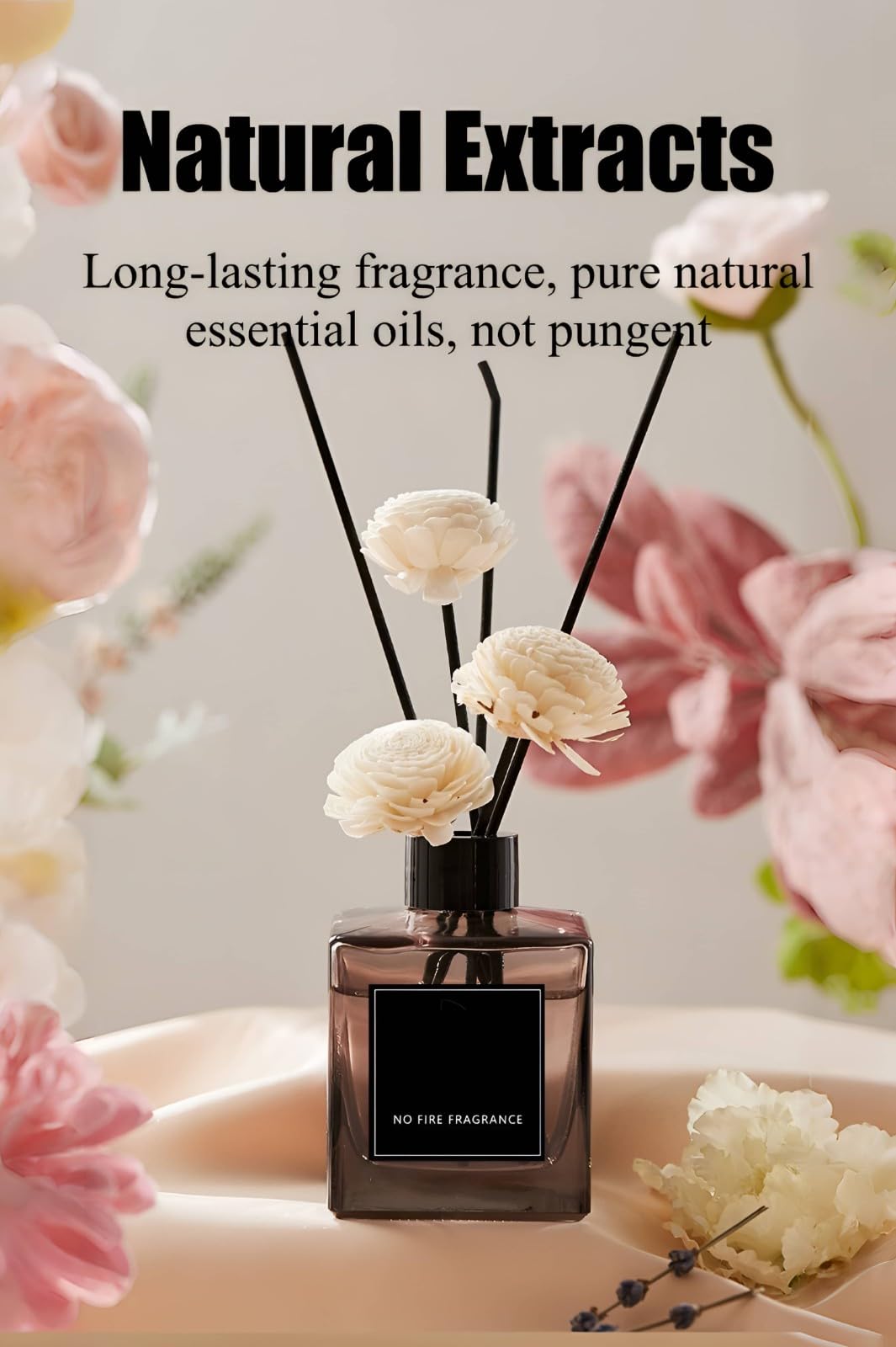 Juego de 4 difusores de Varillas, 50 ml (1,69 oz) de Fragancia con Recarga de Aceite de 500 ml (16,9 oz) y 30 Varillas, ambientador con Aroma Relajante y calmante(Hilton)