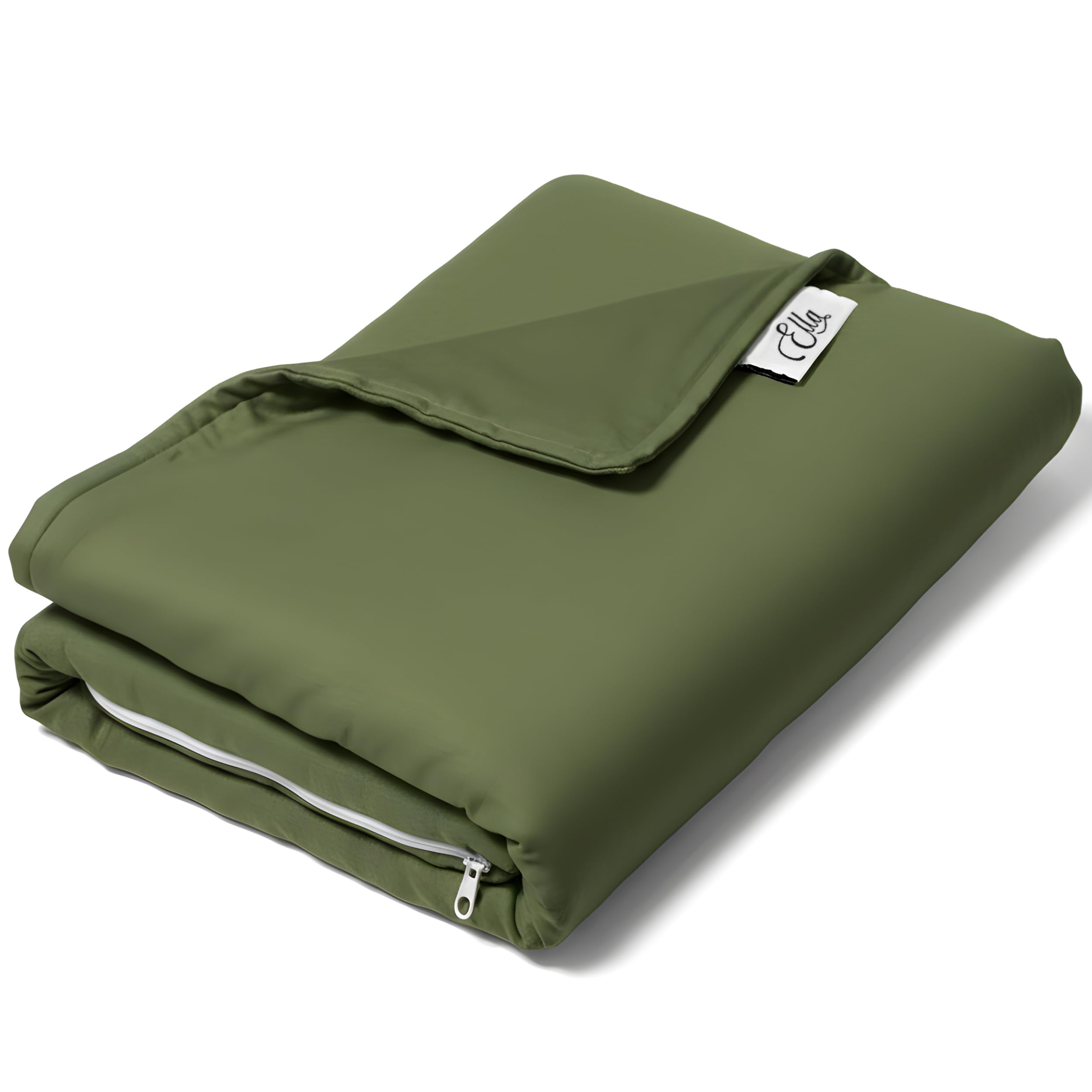 Ella - Funda nórdica de 150 x 200 cm, para manta de peso para adultos, 100% algodón, ideal para mantas ponderadas de 7 kg y 9 kg, color verde oliva