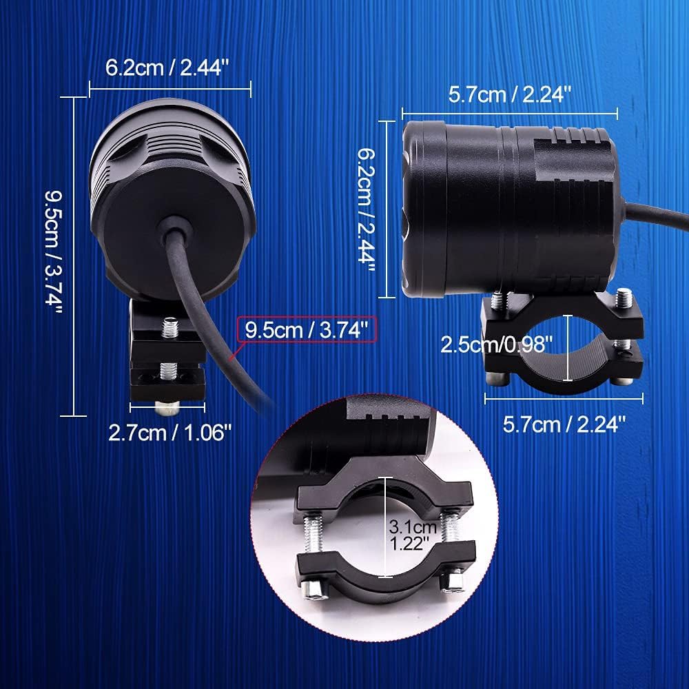 Luces auxiliares para motocicleta Proyector delantero 12V 24V Faros antiniebla LED con lente amarilla, 2PCS 60W Faros delanteros de motocicleta para scooters Coche Camión Barco ATV SUV