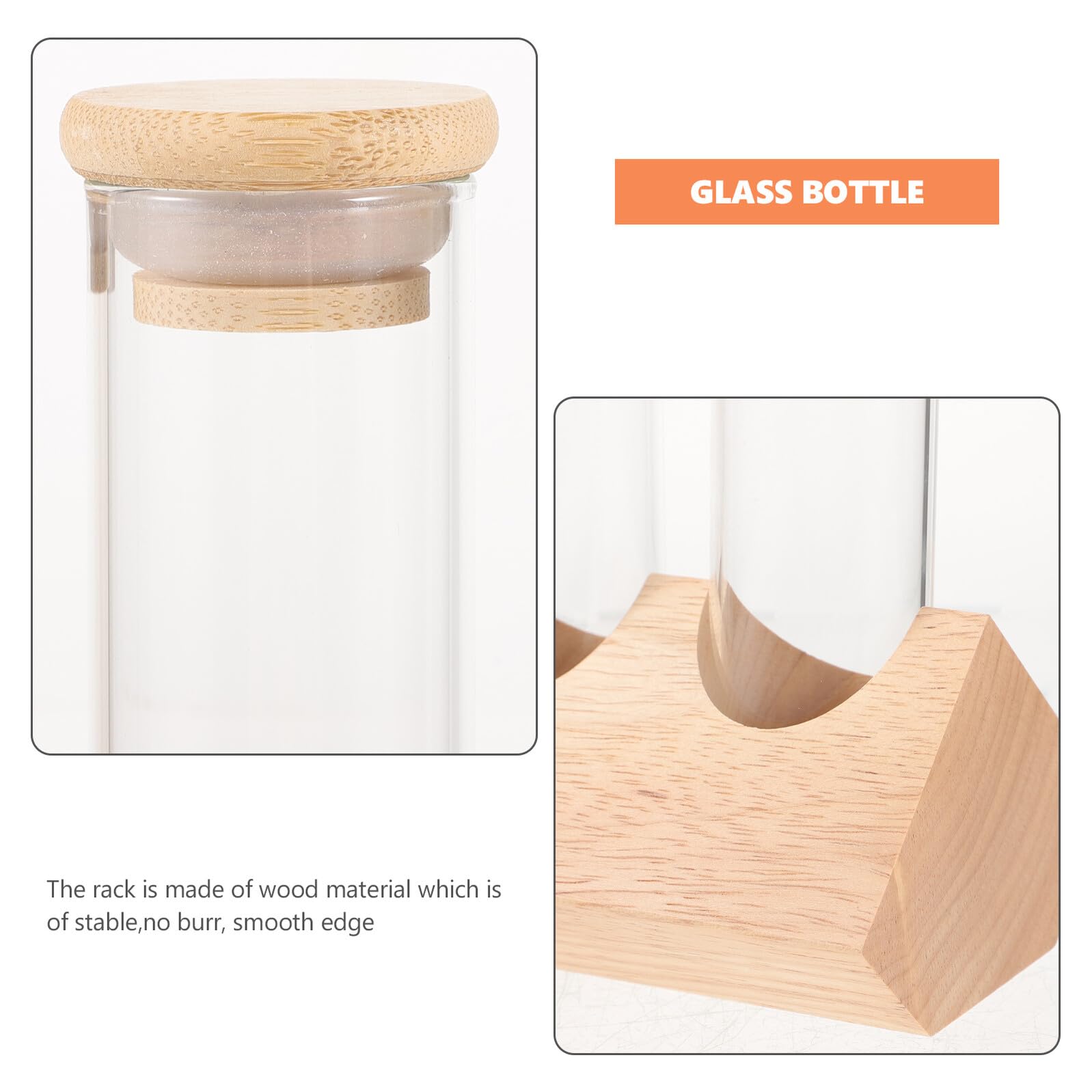 Reagenzglas-Aufbewahrung mit Holzregal, luftdicht, multifunktionale Gläser für Kaffeebohnen, Tee, Gewürze, Küche und Café, Verwendung von dicken Glasbehältern zum Einkochen von Zutaten