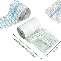 Vista 30 de 50 vendajes adhesivos elásticos impermeables de 4 x 4 pulgadas, película transparente para cuidado posterior de tatuajes y reparación de piel