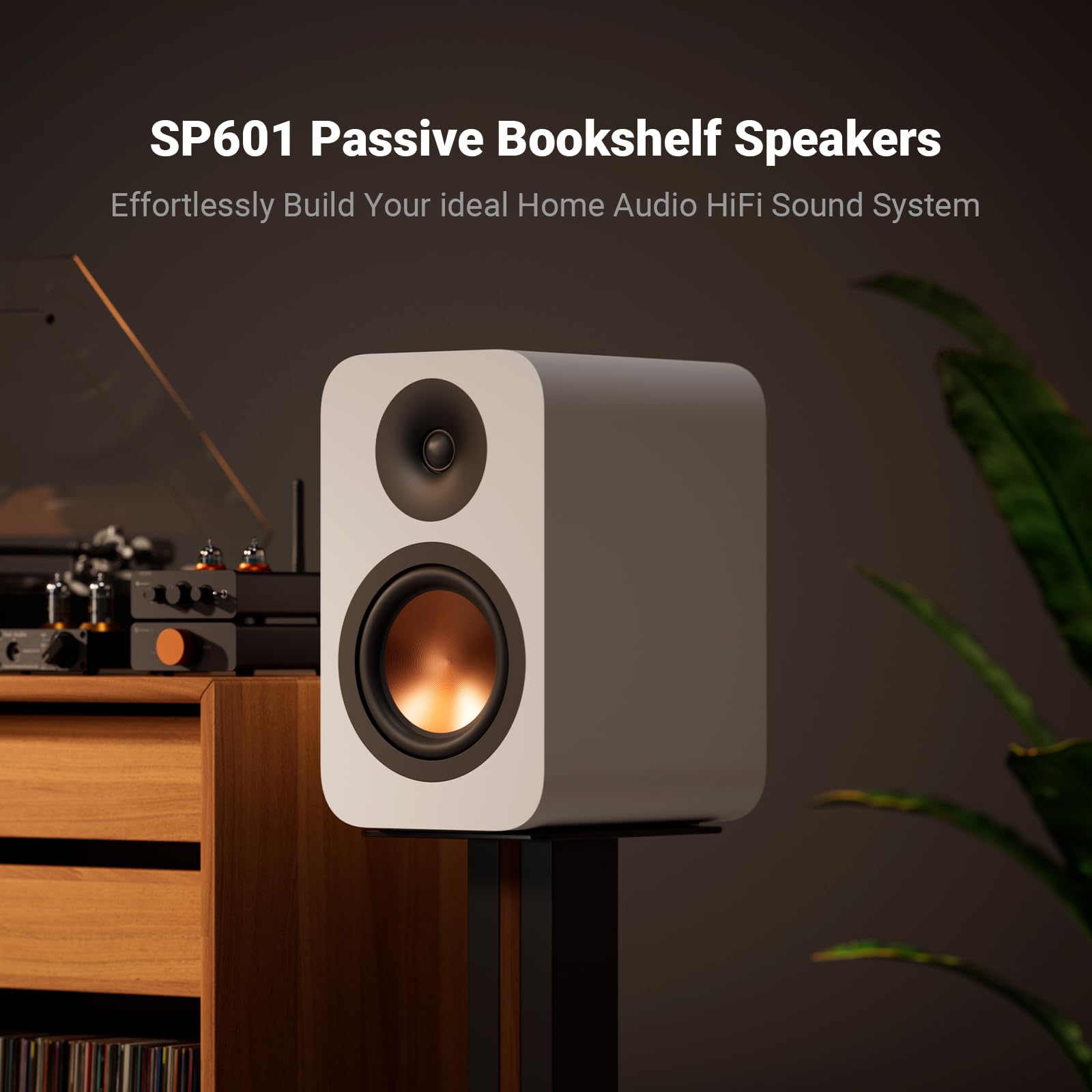 Fosi Audio SP601 Passive Bookshelf Speakers, 4? 160W Home Audio HiFi Stereo Speaker with 6.5